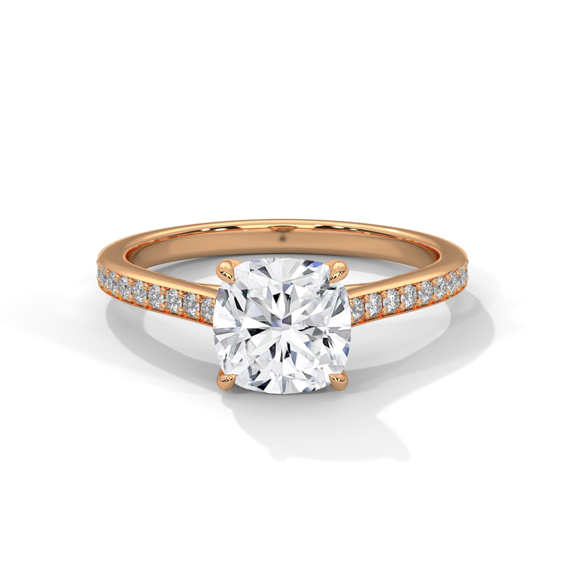 Diora 3ct Cushion Lab-Grown Diamond Pavé Engagement Ring | 3.24 CTW