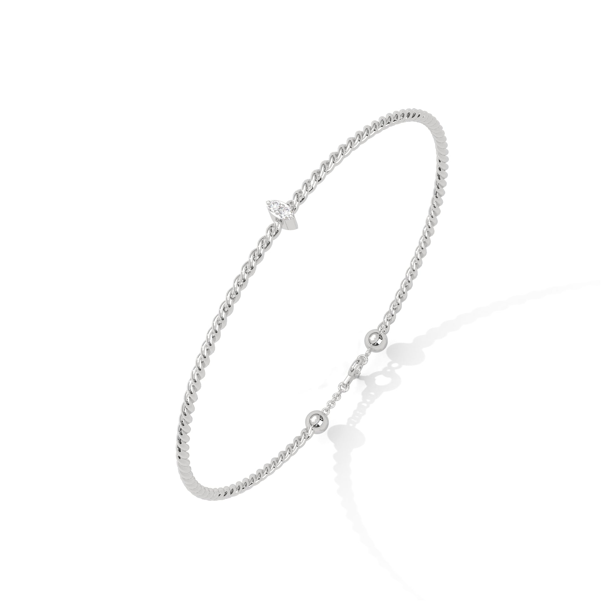 Delicate Twisted Rope Lab-Grown Diamond Gold Bracelet | 0.04 CTW