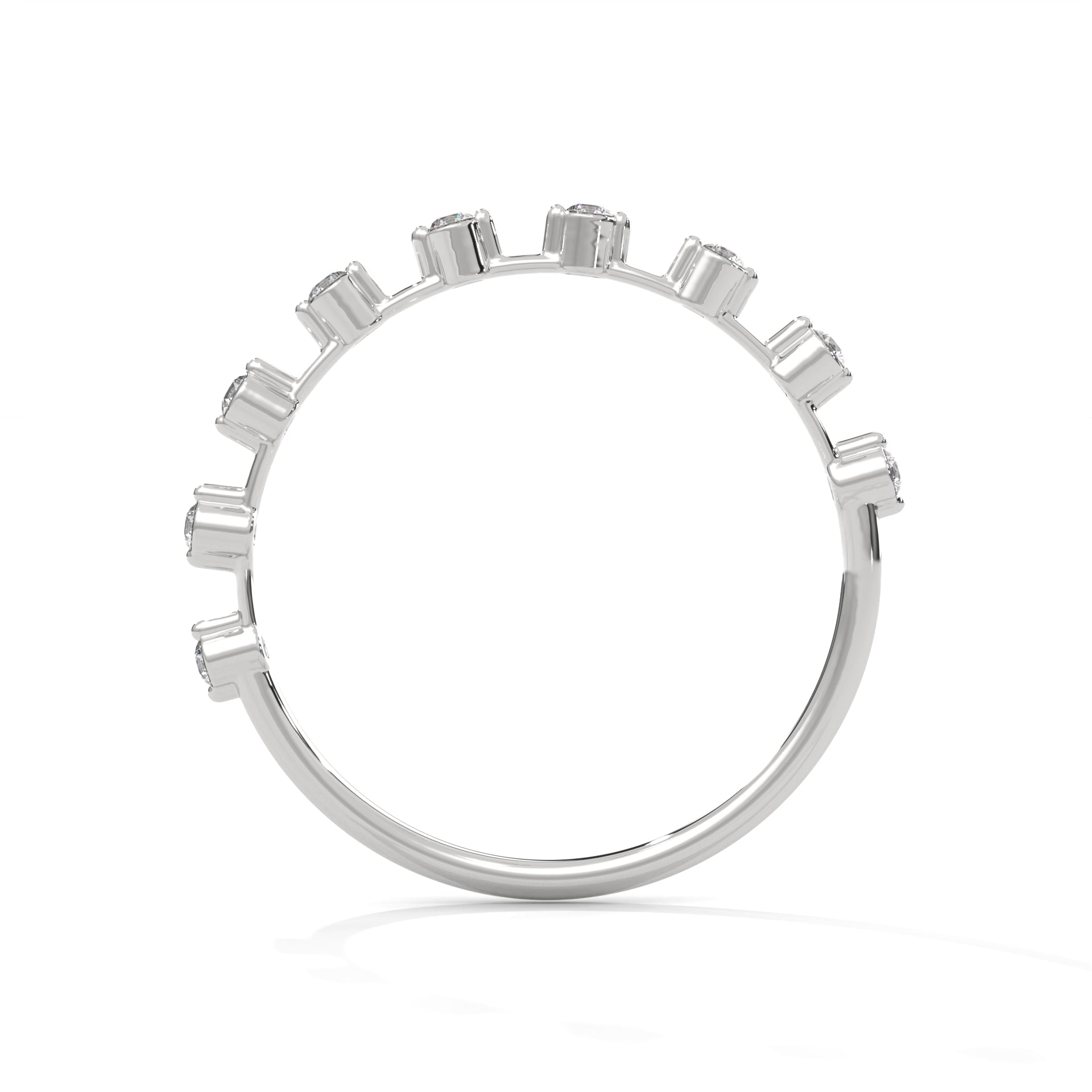 Delicate Harmony: Round Diamond Studded Gold Band | 0.13 CTW