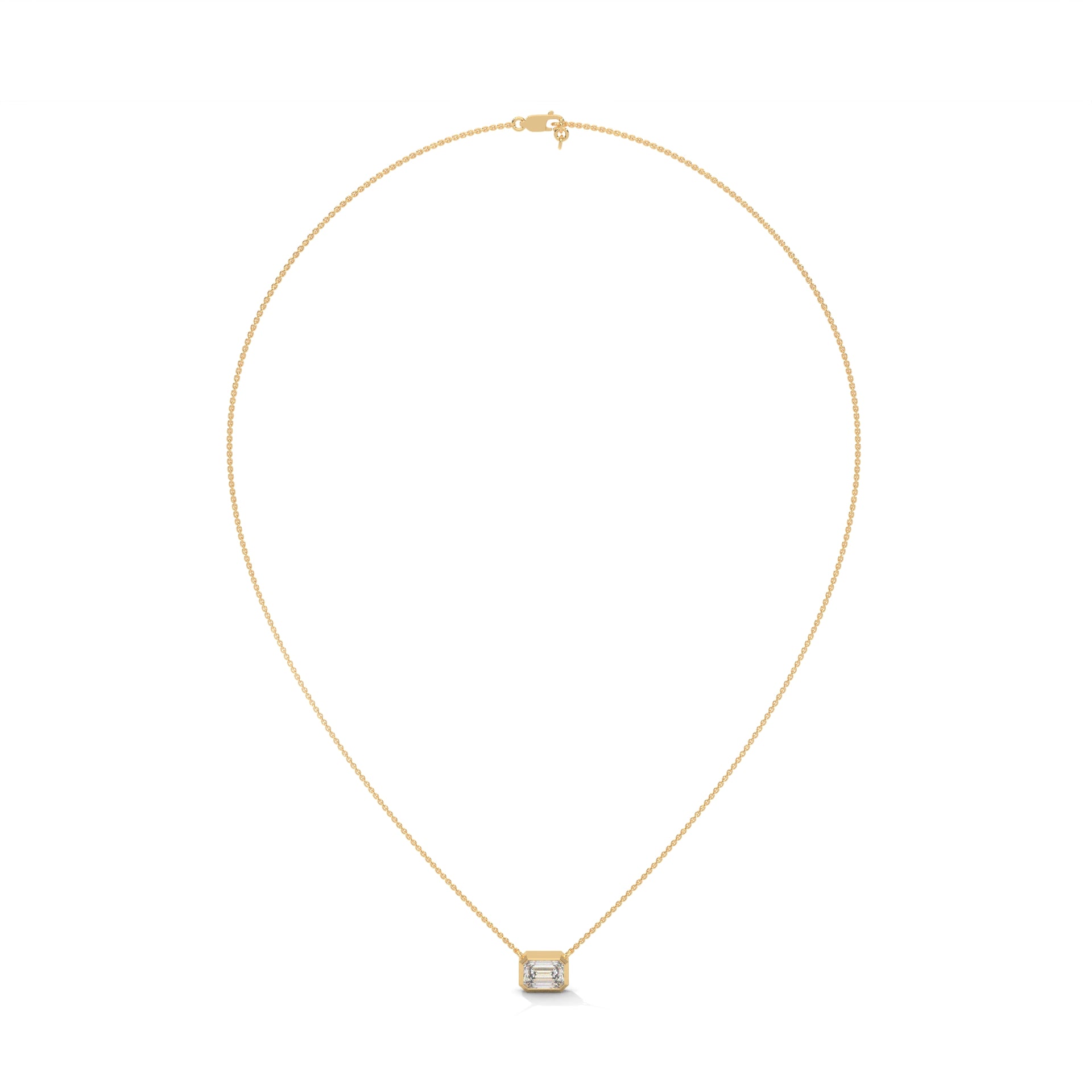 Emerald-Cut Diamond Pendant Necklace 0.75ct | 14K Gold | 16-18inch Chain