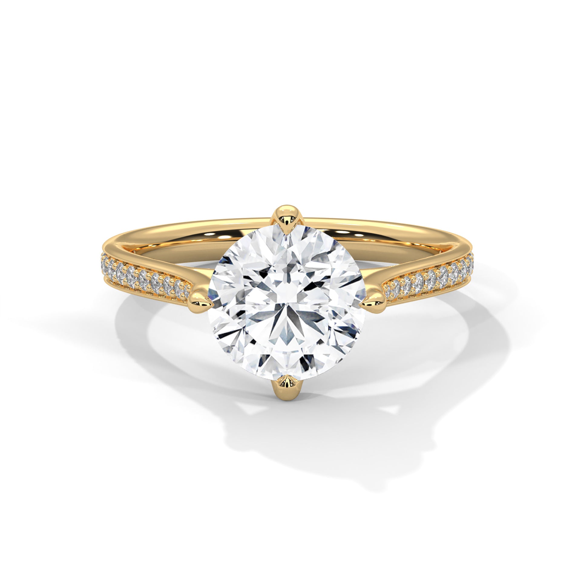Celestia 2.18 CTW Round-Cut Diamond Pavé Engagement Ring | 14K & 18K Gold