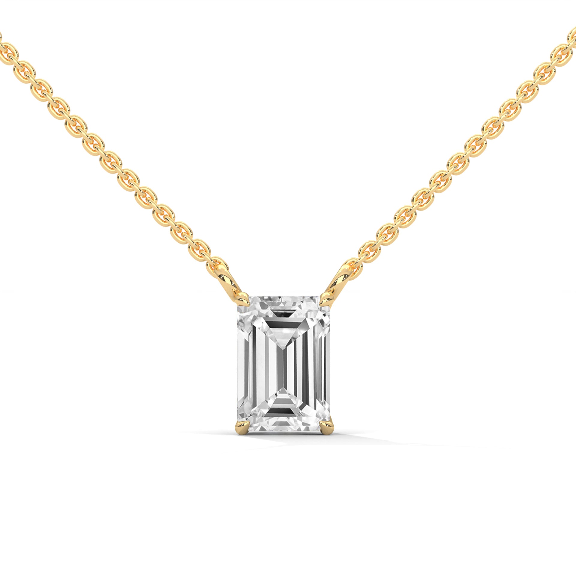 Luxe Radiance Emerald-Cut Diamond Pendant Necklace 0.75ct E-VS1 | 14K Gold |16”&18” Chain