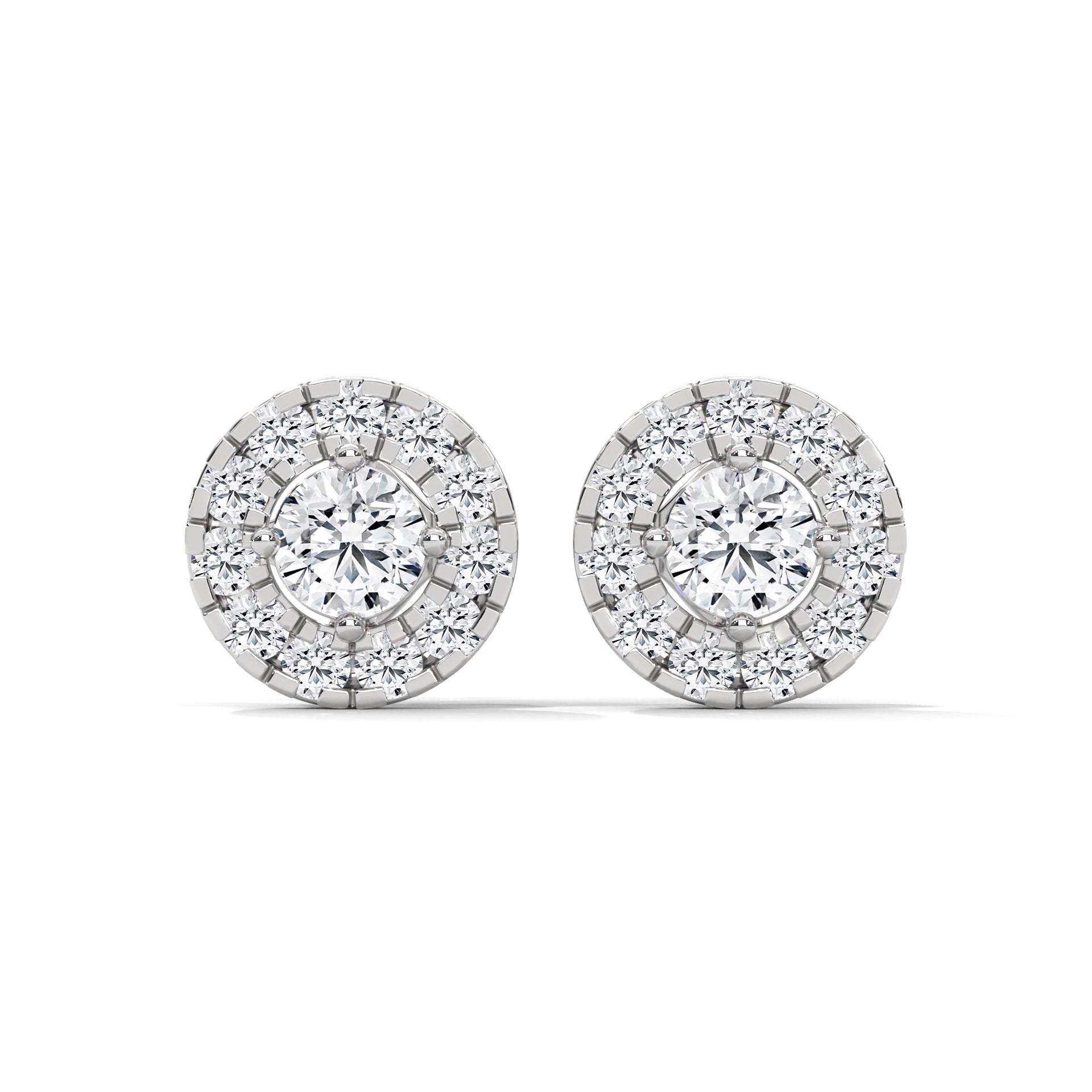 Radiant Brilliance: 14K Gold Round Halo Diamond Stud Earrings | 1.15 CTW