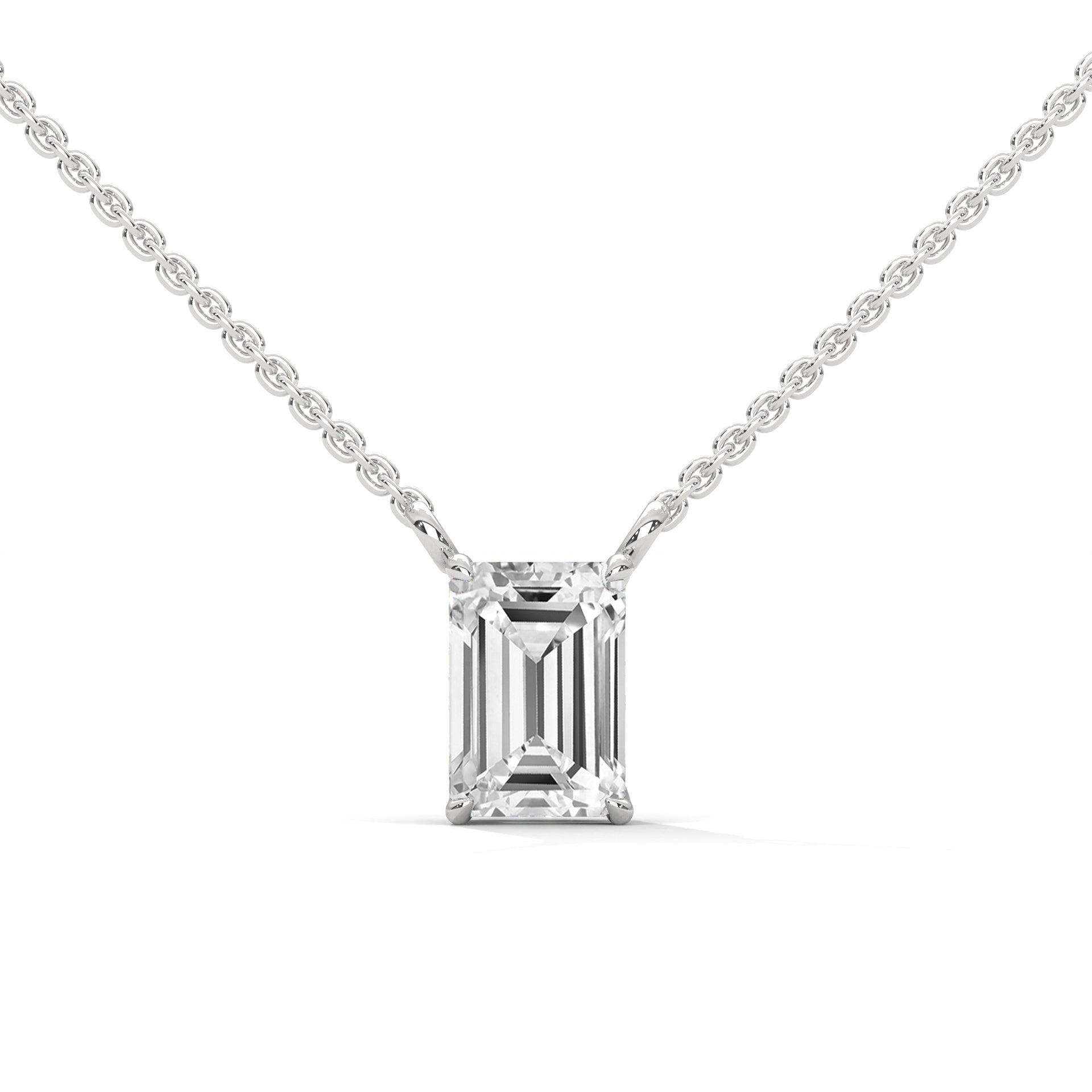 Luxe Radiance Emerald-Cut Diamond Pendant Necklace 0.75ct E-VS1 | 14K Gold |16”&18” Chain