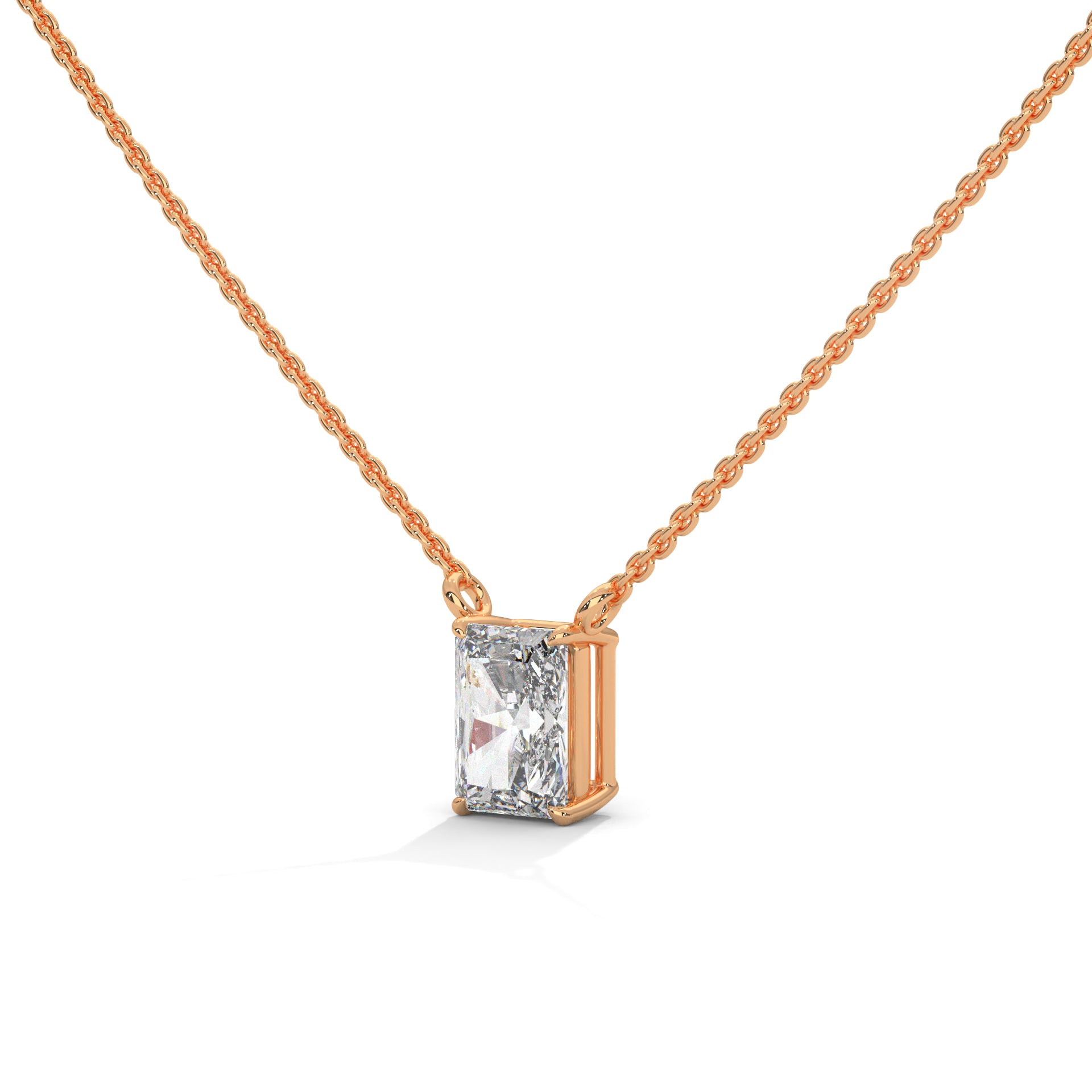 Luxe Radiance Emerald-Cut Diamond Pendant Necklace 0.75ct E-VS1 | 14K Gold |16”&18” Chain