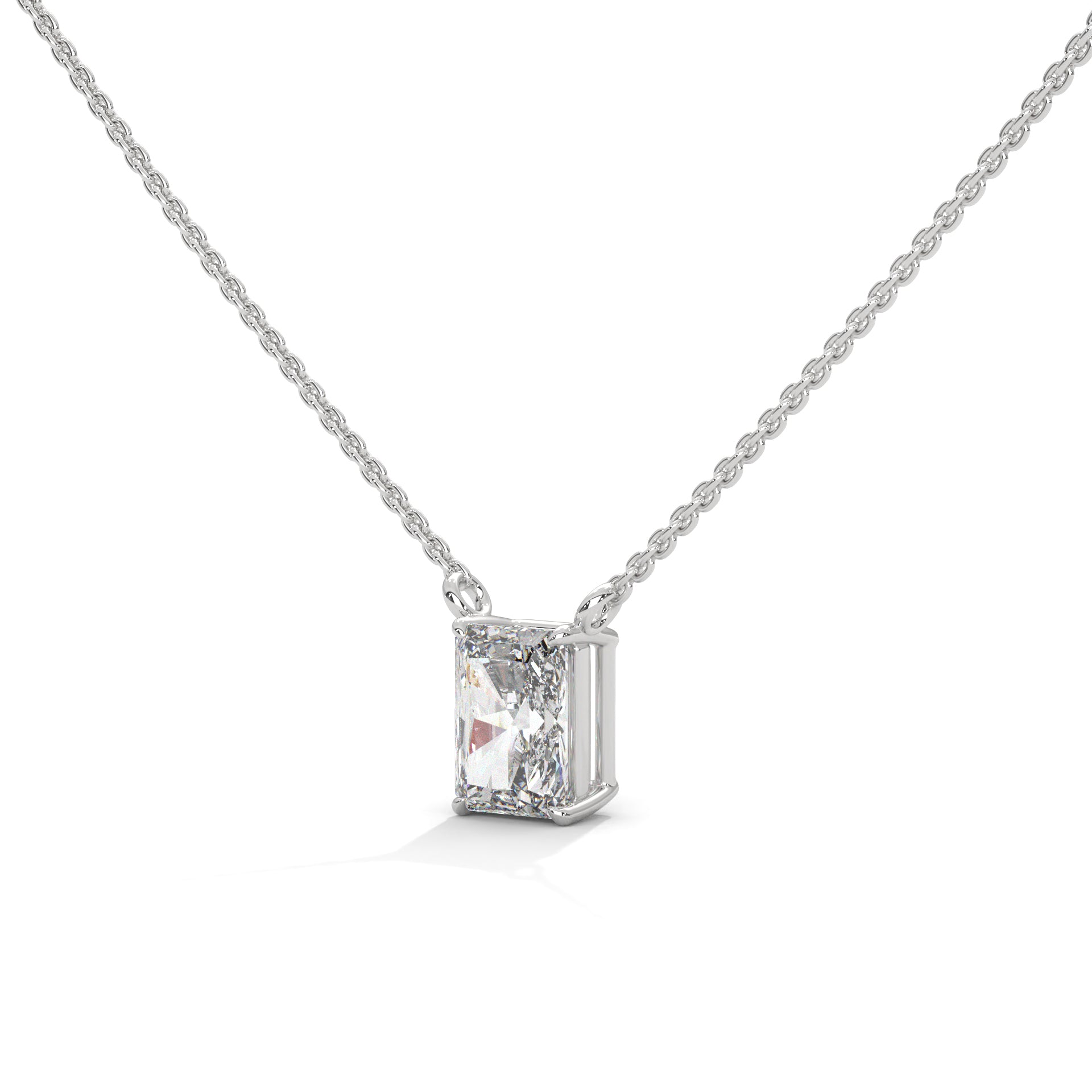Luxe Radiance Emerald-Cut Diamond Pendant Necklace 0.75ct E-VS1 | 14K Gold |16”&18” Chain