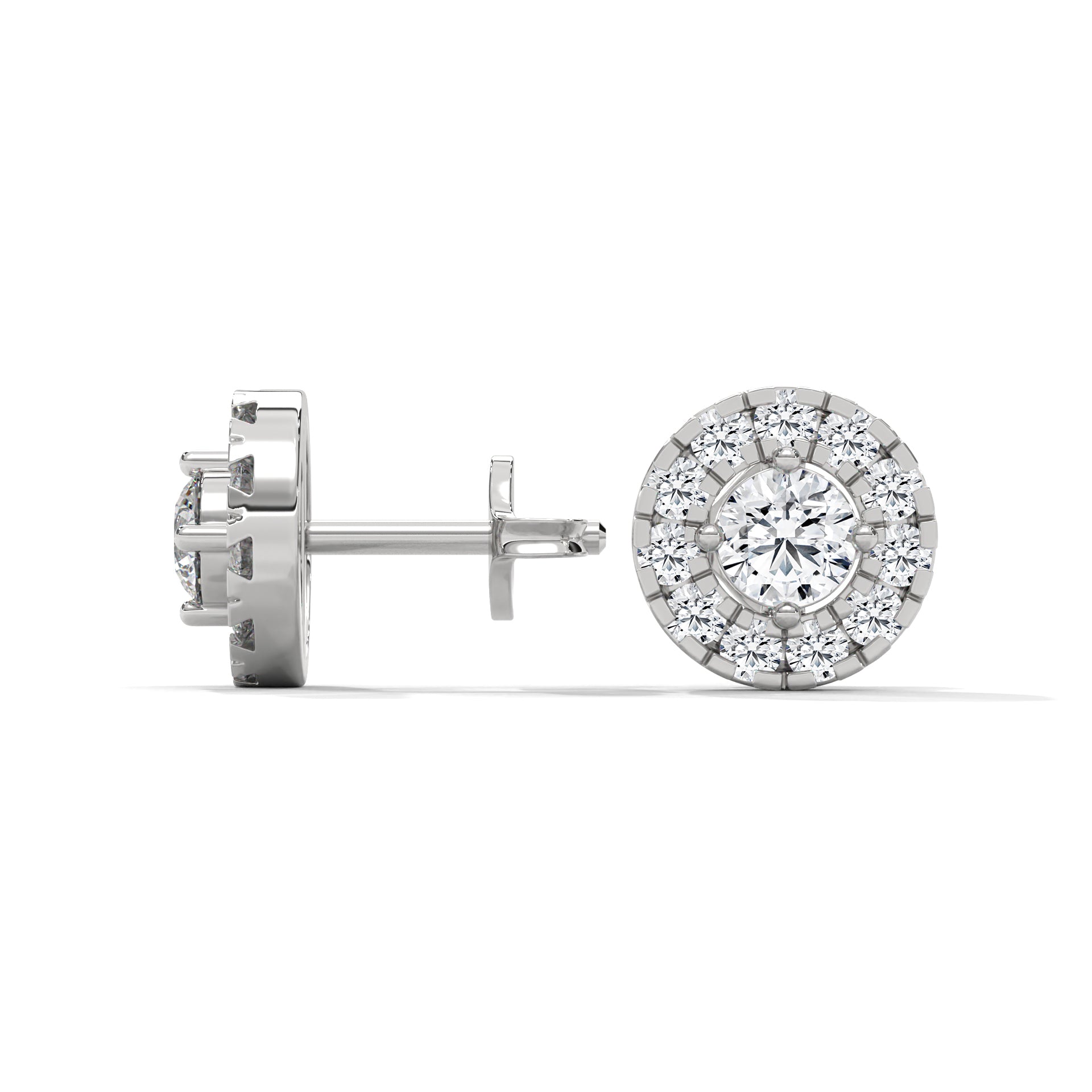 Radiant Brilliance: 14K Gold Round Halo Diamond Stud Earrings | 1.15 CTW