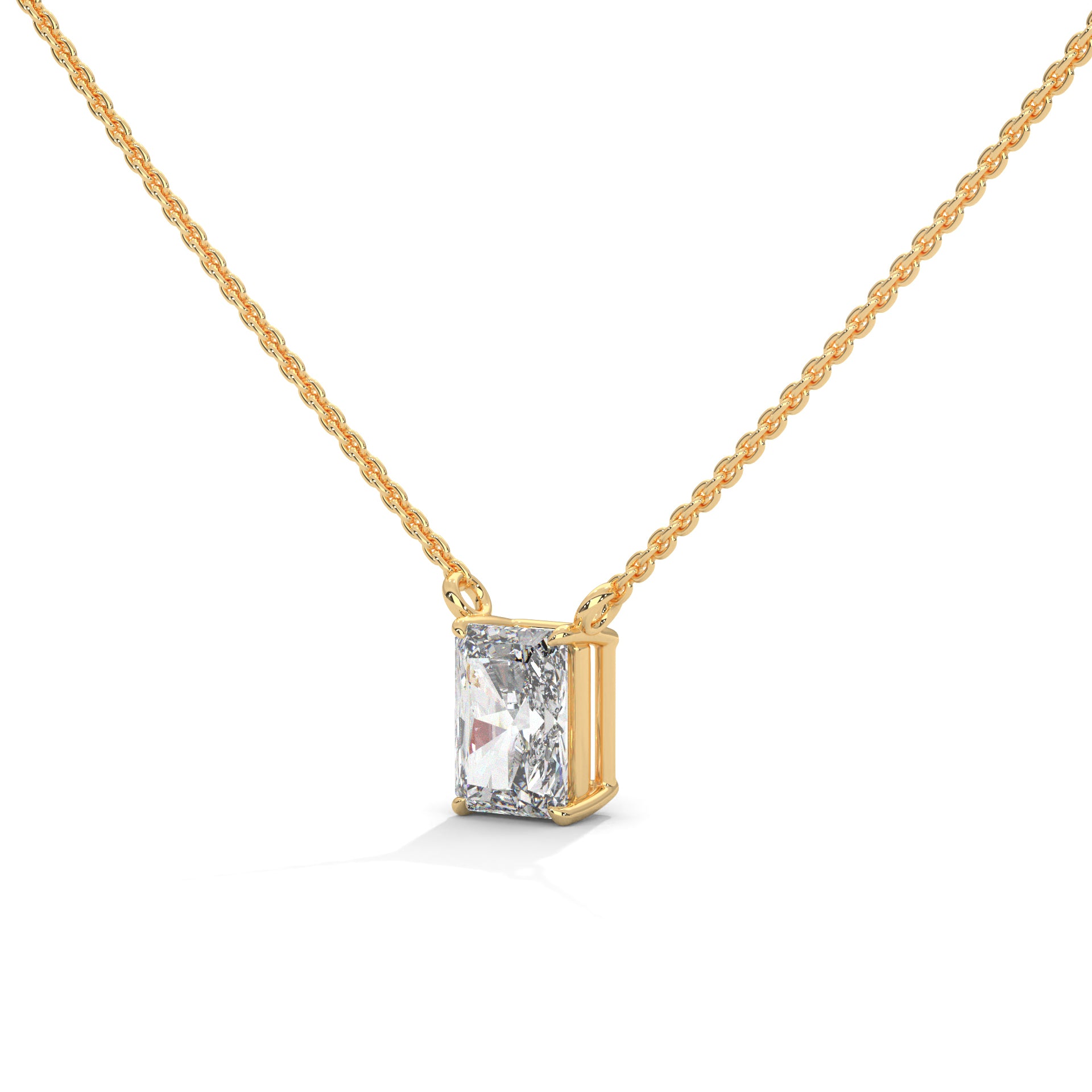 Luxe Radiance Emerald-Cut Diamond Pendant Necklace 0.75ct E-VS1 | 14K Gold |16”&18” Chain