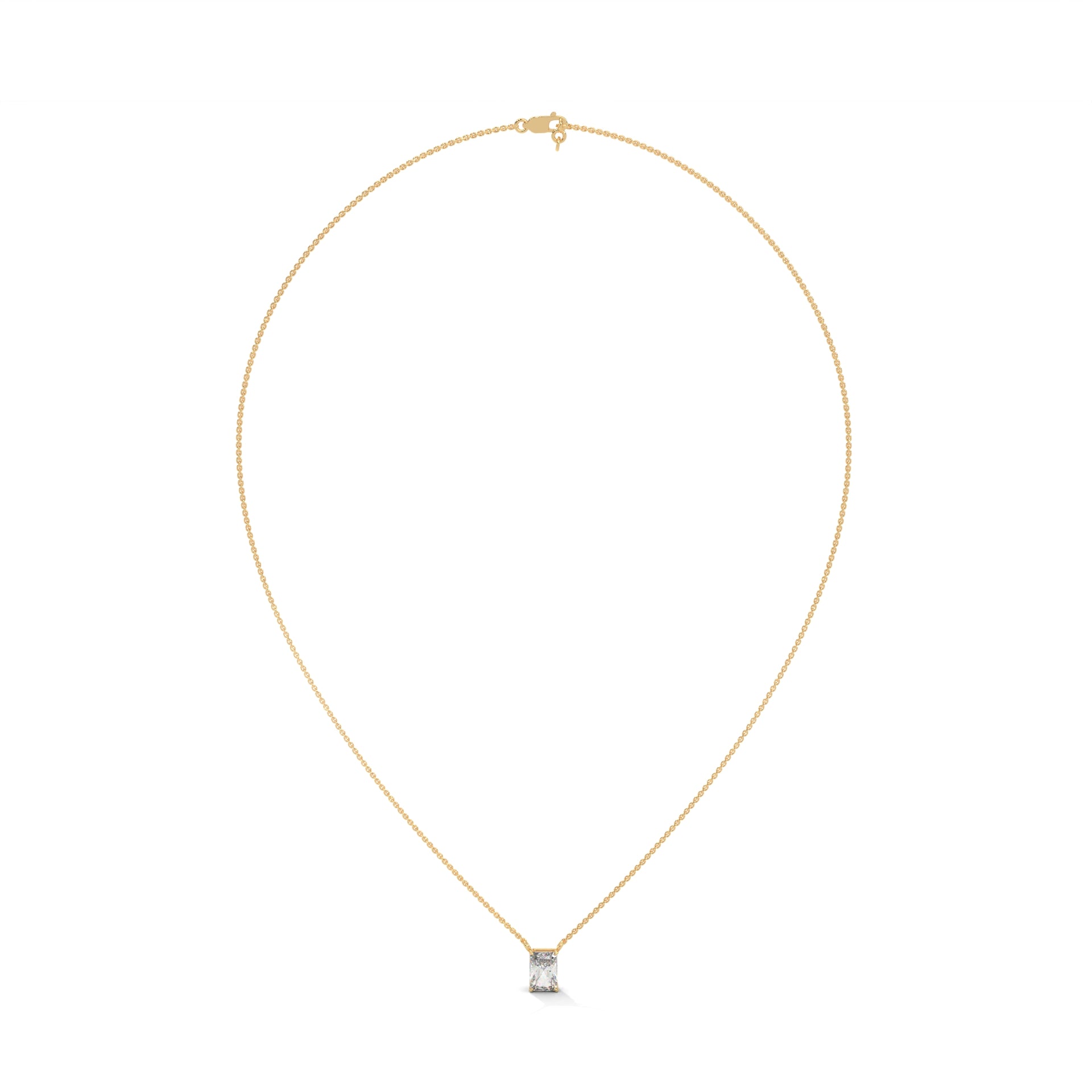 Luxe Radiance Emerald-Cut Diamond Pendant Necklace 0.75ct E-VS1 | 14K Gold |16”&18” Chain