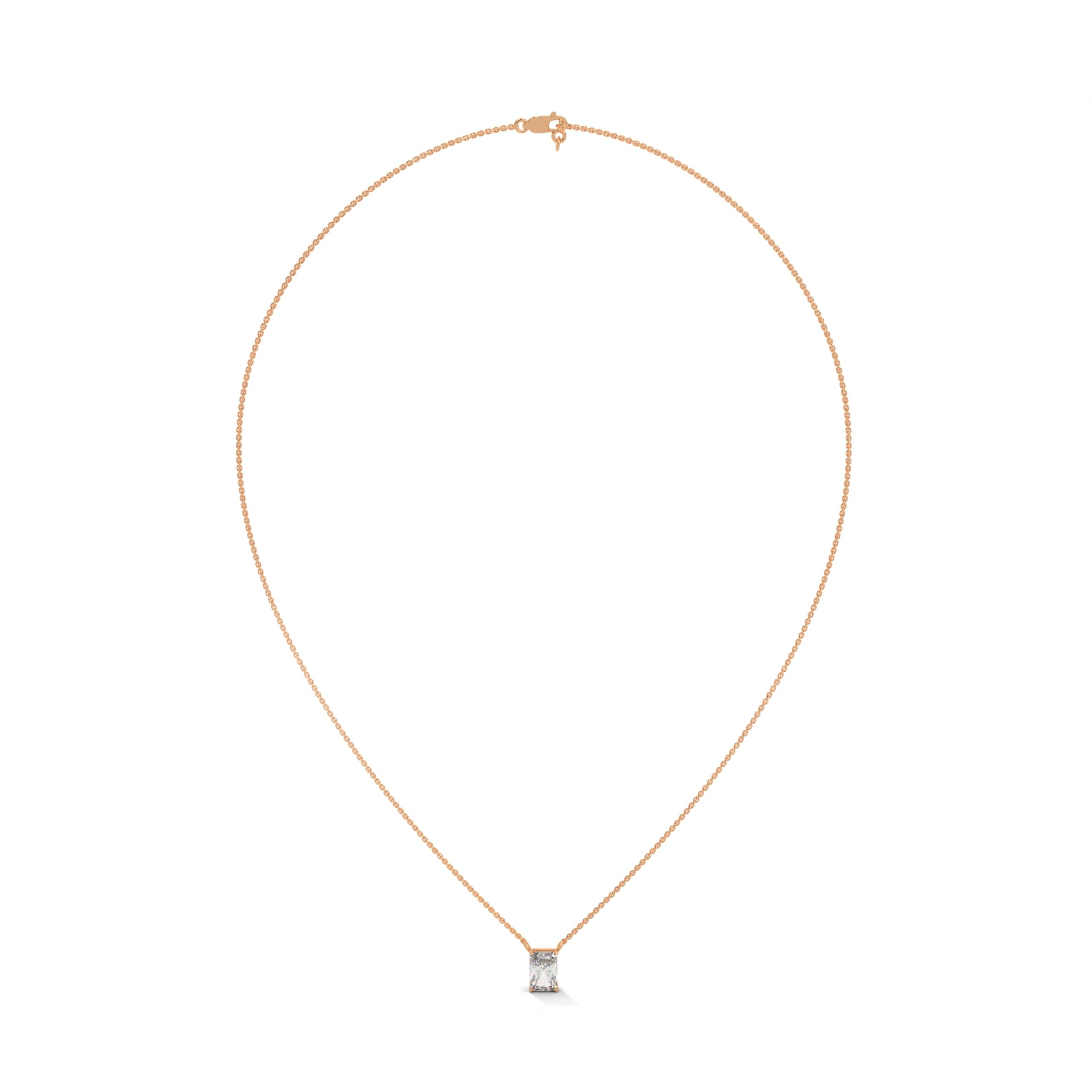 Luxe Radiance Emerald-Cut Diamond Pendant Necklace 0.75ct E-VS1 | 14K Gold |16”&18” Chain