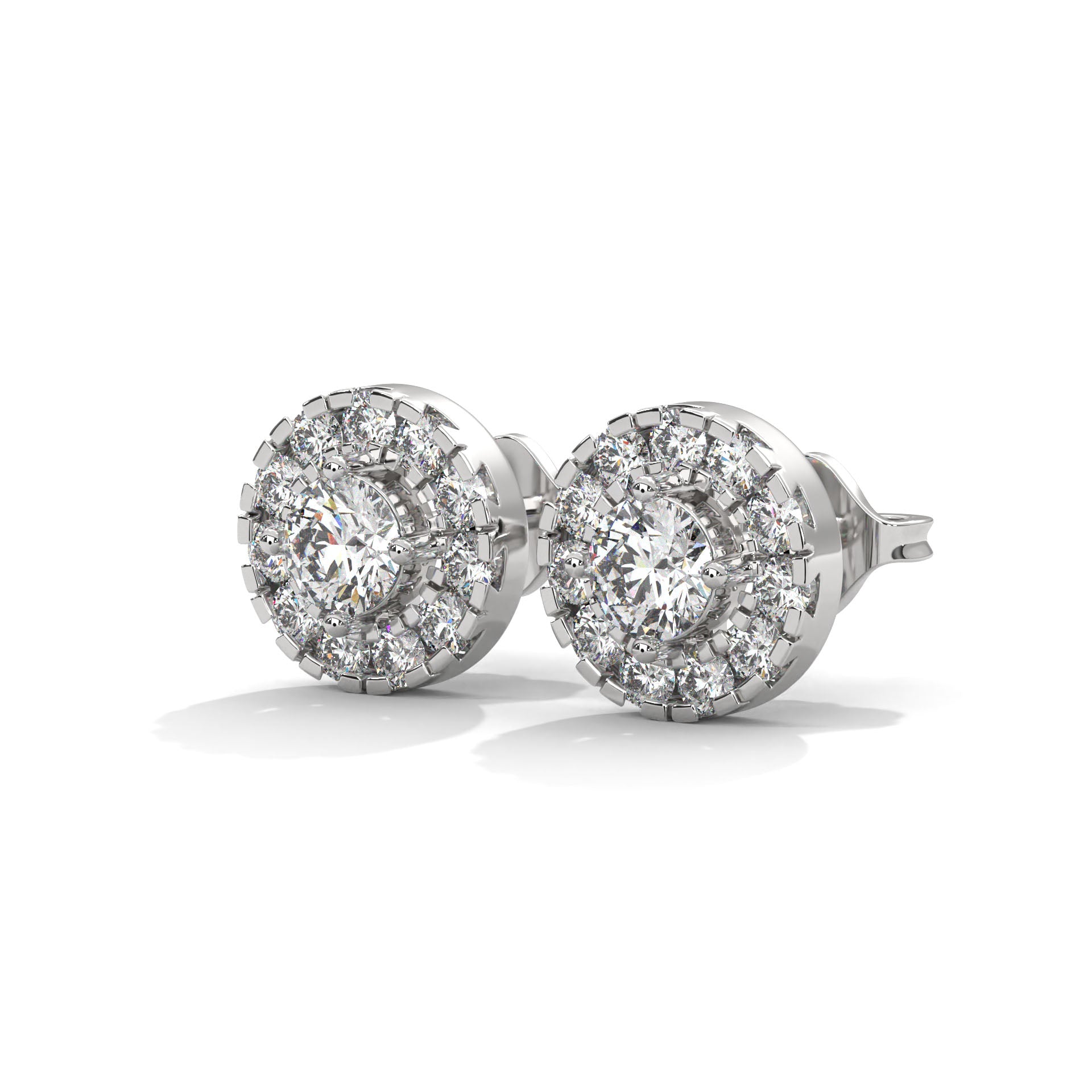 Radiant Brilliance: 14K Gold Round Halo Diamond Stud Earrings | 1.15 CTW