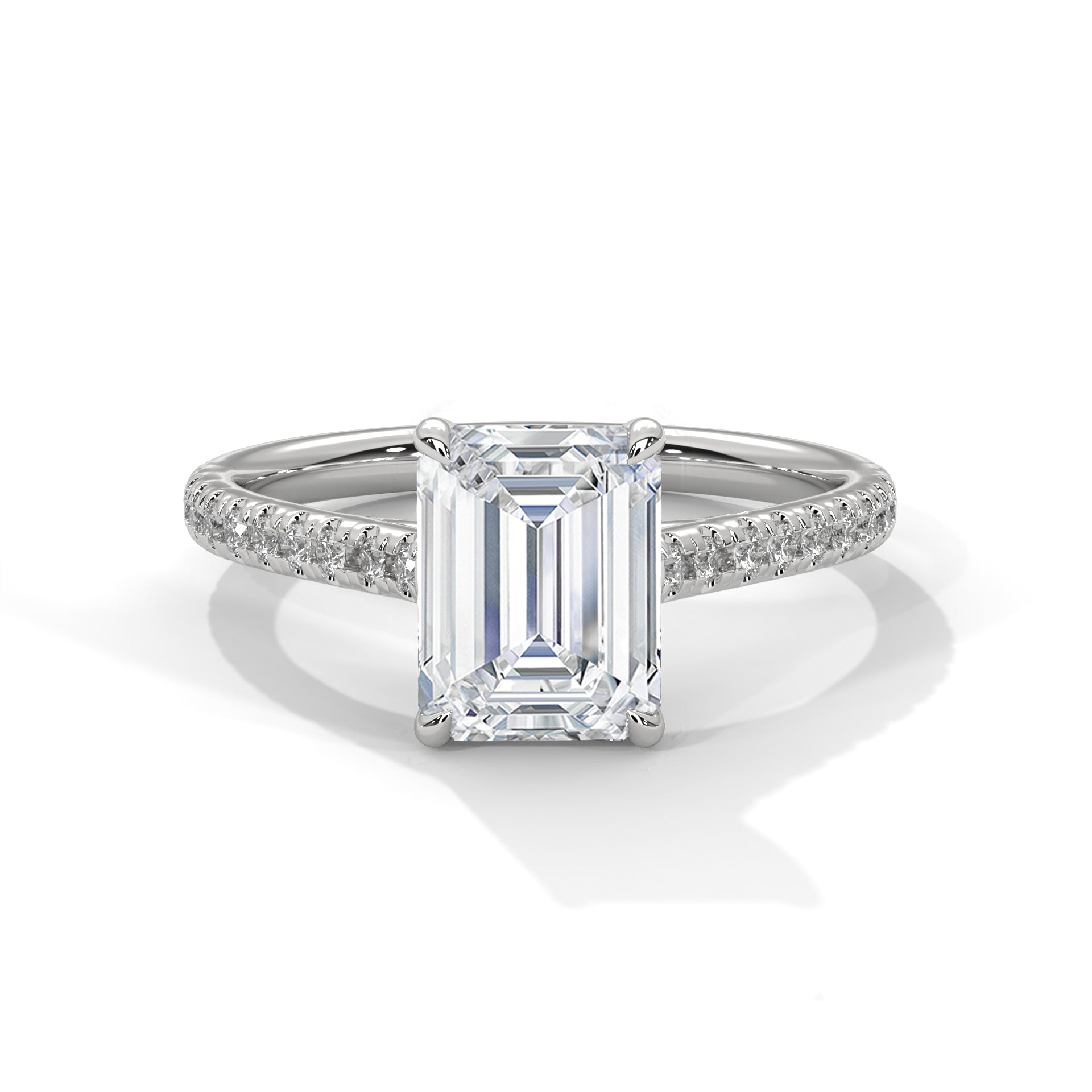 Ethereal 2.22 CTW Emerald-Cut Diamond Pave Engagement Ring