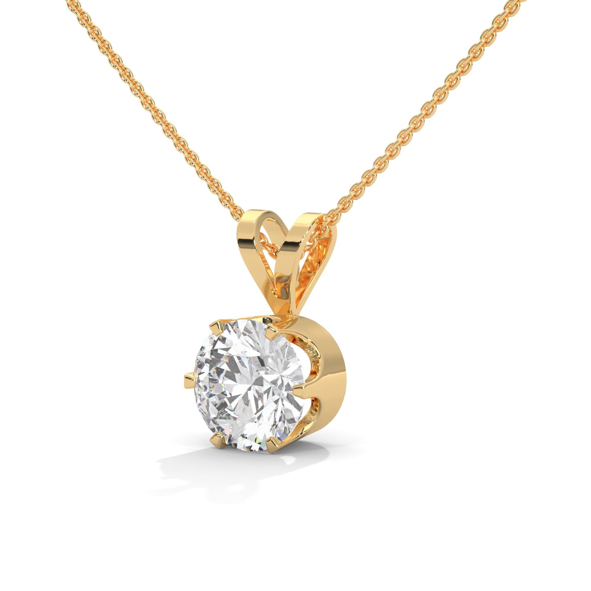 Brilliant Solitaire: 14K Gold Round Diamond Pendant Necklace | 2.11 CTW