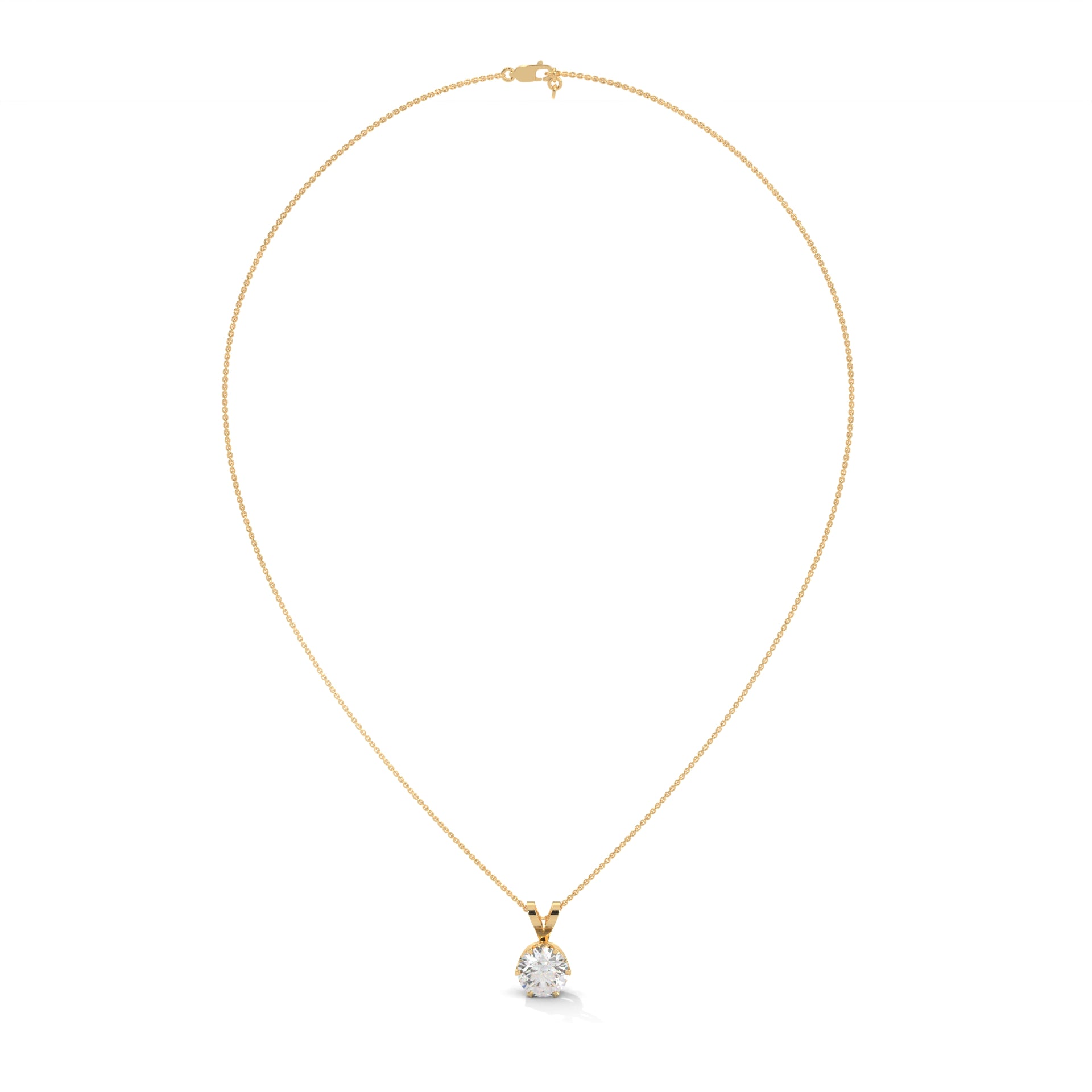 Brilliant Solitaire: 14K Gold Round Diamond Pendant Necklace | 2.11 CTW