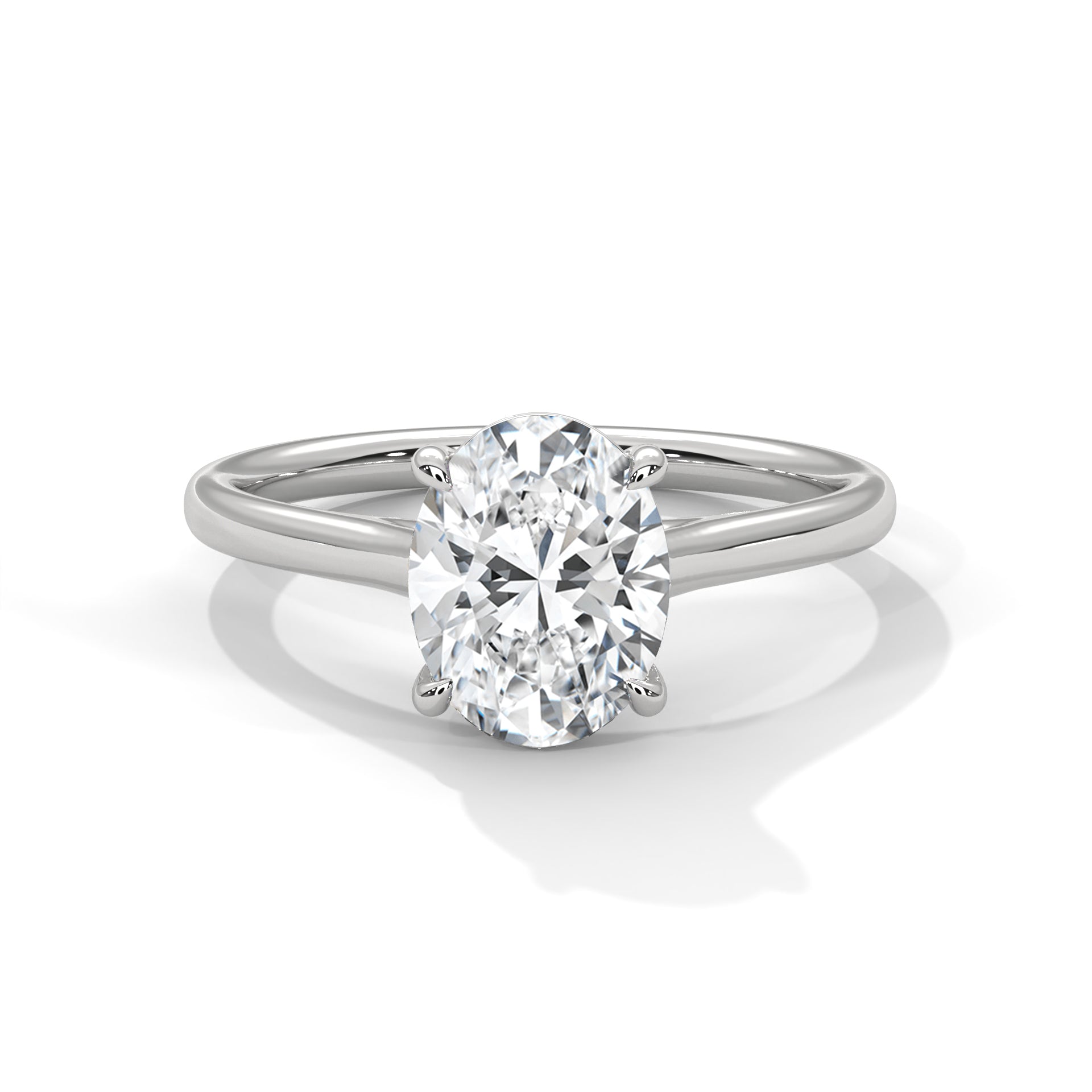 Lustrous 2.00 CTW Oval-Cut Lab-Grown Diamond Solitaire Ring | F-VS1