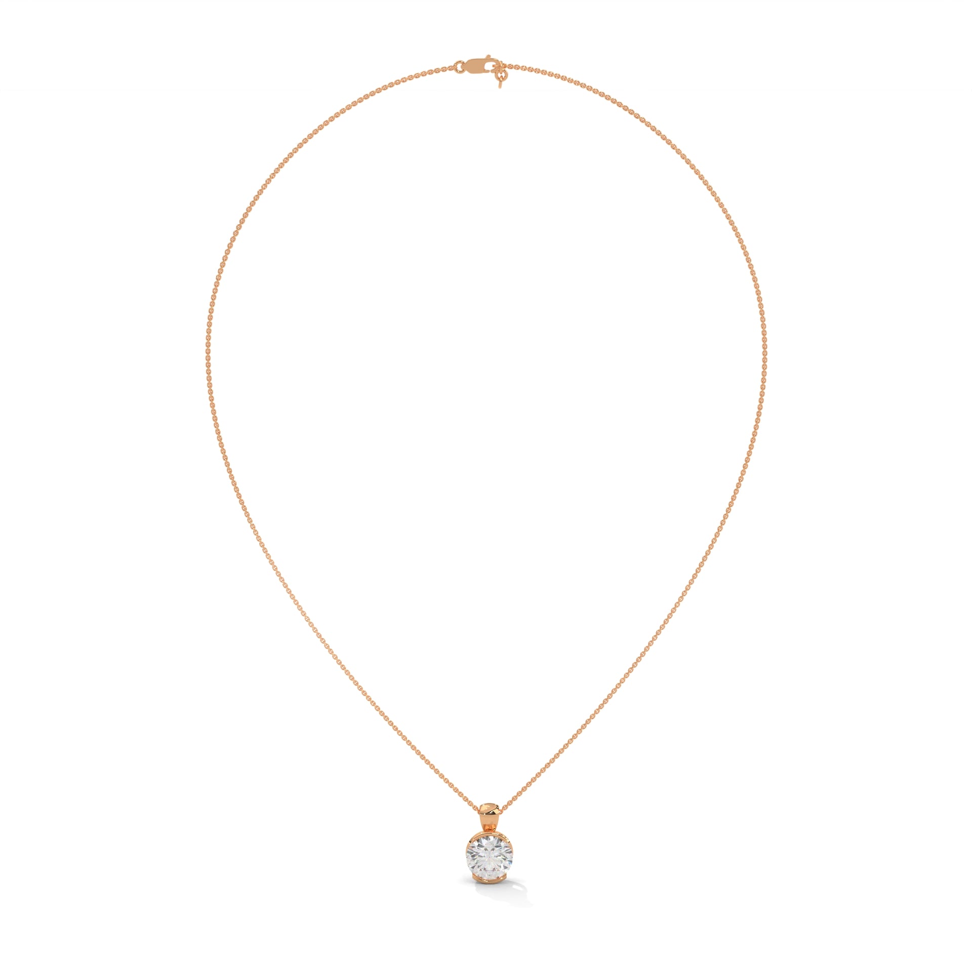 Radiant Brilliance Round Cut Half-Bezel Diamond Pendant | 2.43 CT| 14K Gold