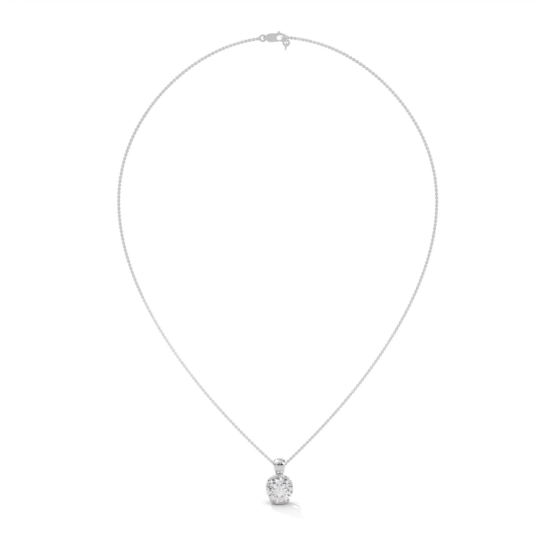 Radiant Brilliance Round Cut Half-Bezel Diamond Pendant | 2.43 CT| 14K Gold