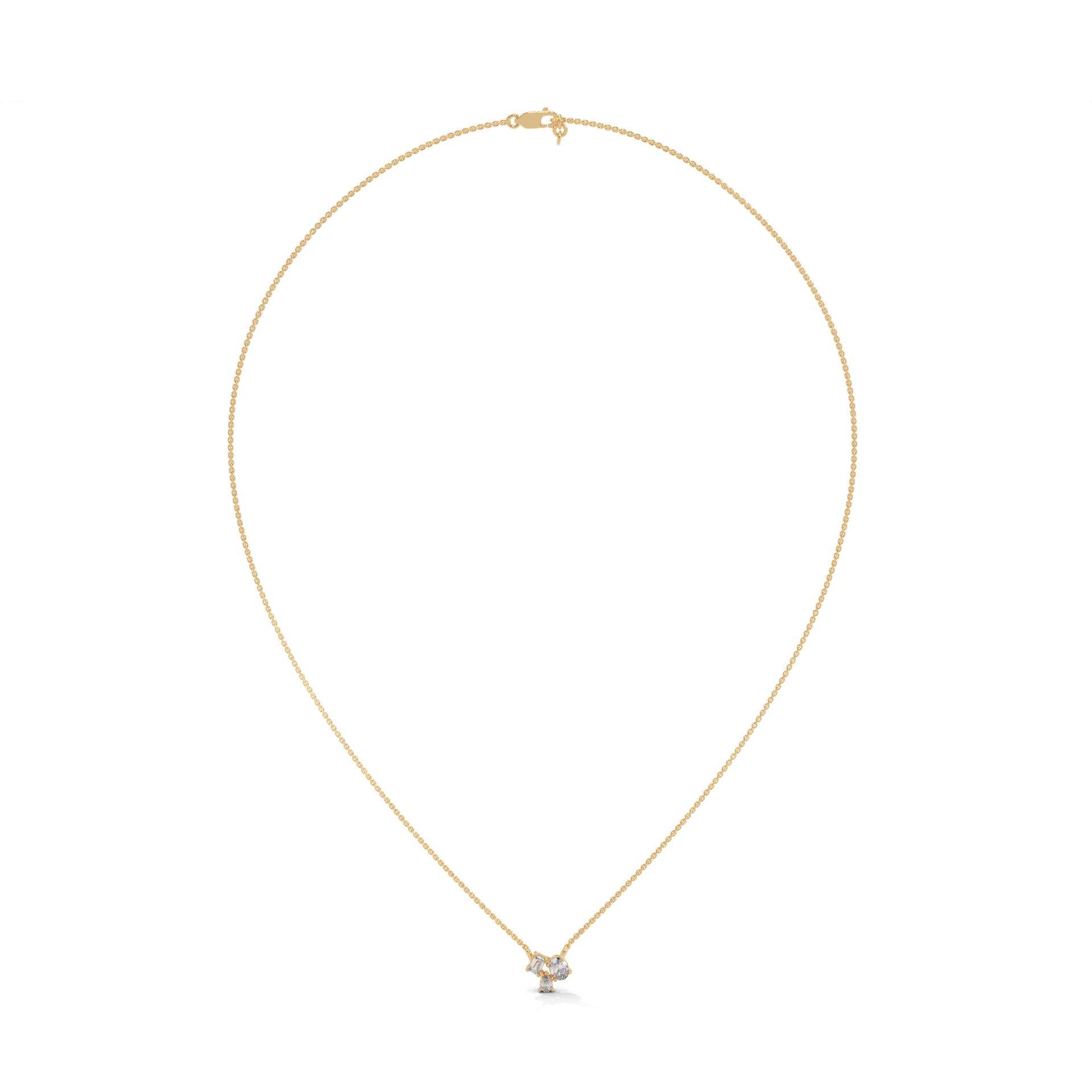 Heavenly Cascade: 14K Gold Three-Stone Diamond Pendant Necklace | 0.38 CTW