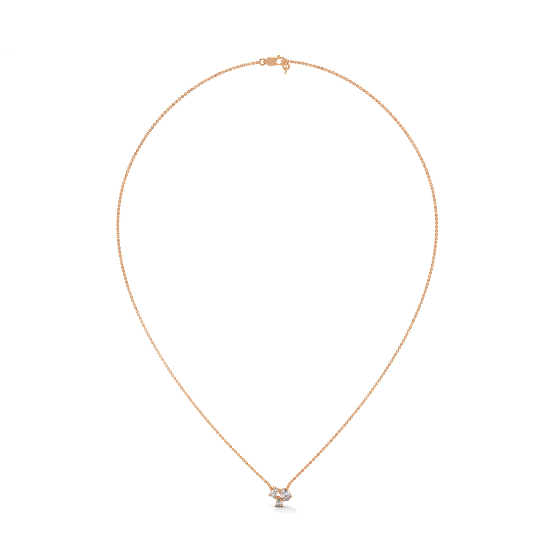 Heavenly Cascade: 14K Gold Three-Stone Diamond Pendant Necklace | 0.38 CTW