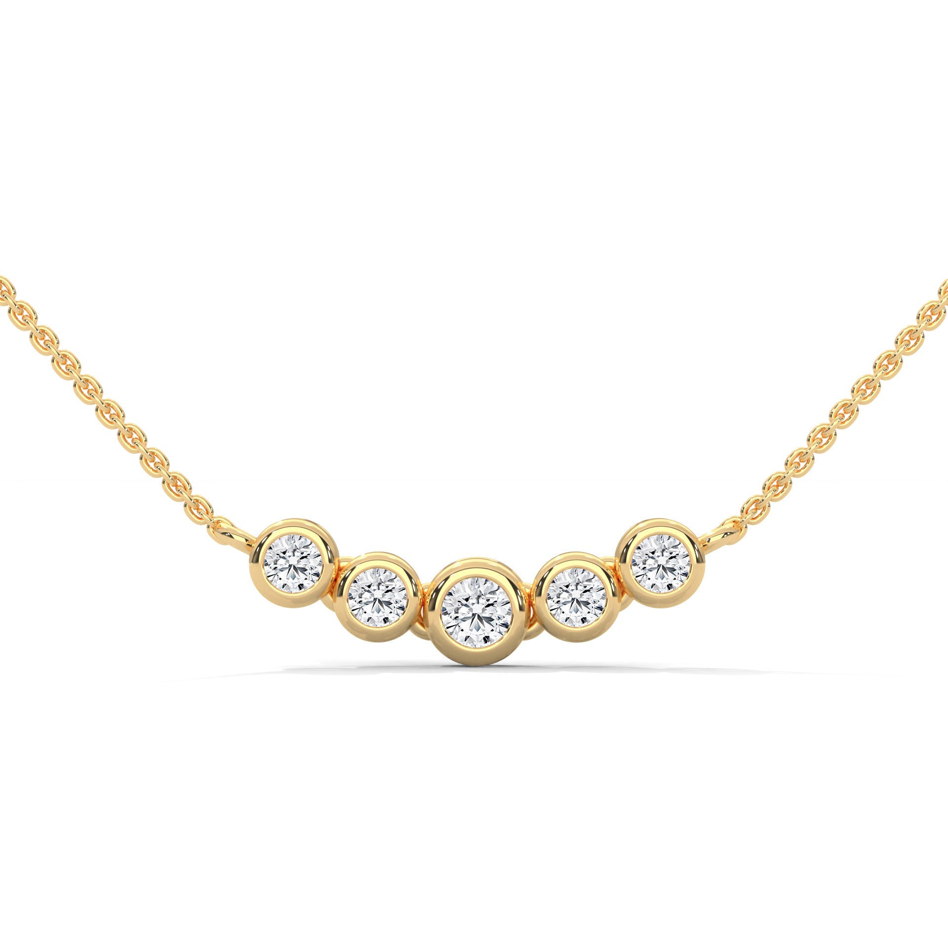 14K Gold Bezel-Set Five Diamond Bar Necklace | 0.30 CTW