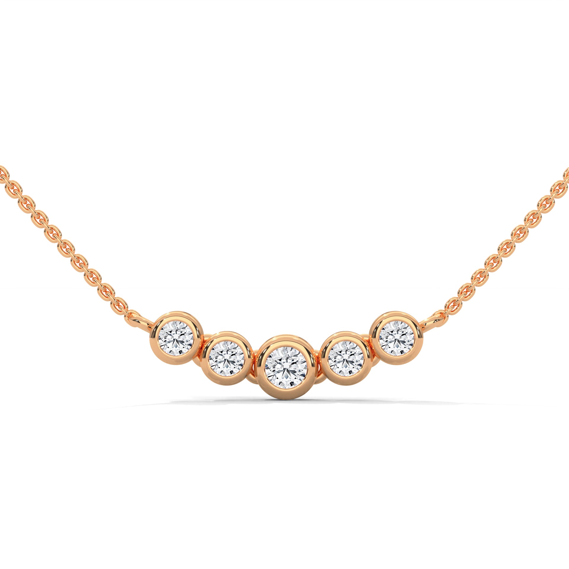 14K Gold Bezel-Set Five Diamond Bar Necklace | 0.30 CTW