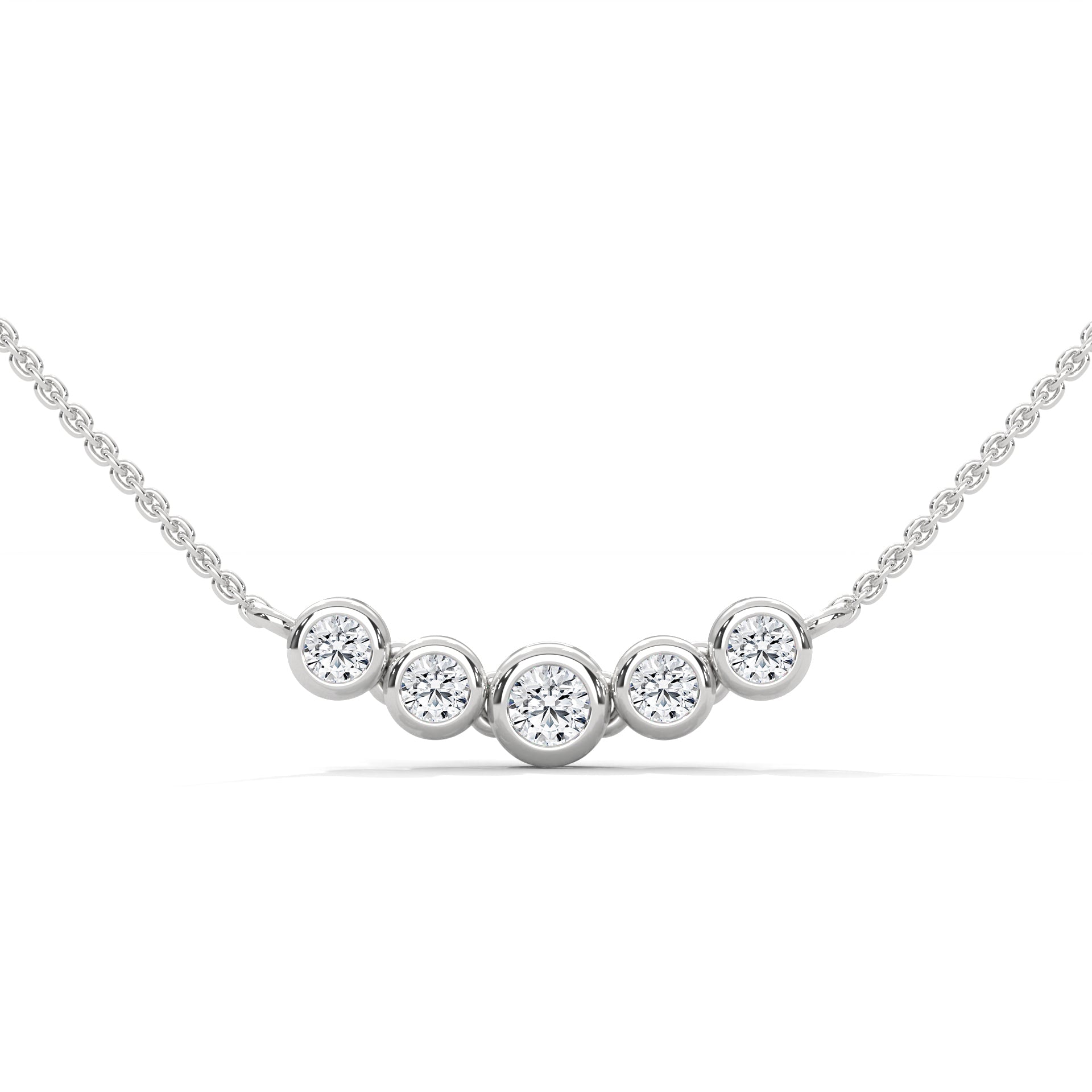 14K Gold Bezel-Set Five Diamond Bar Necklace | 0.30 CTW