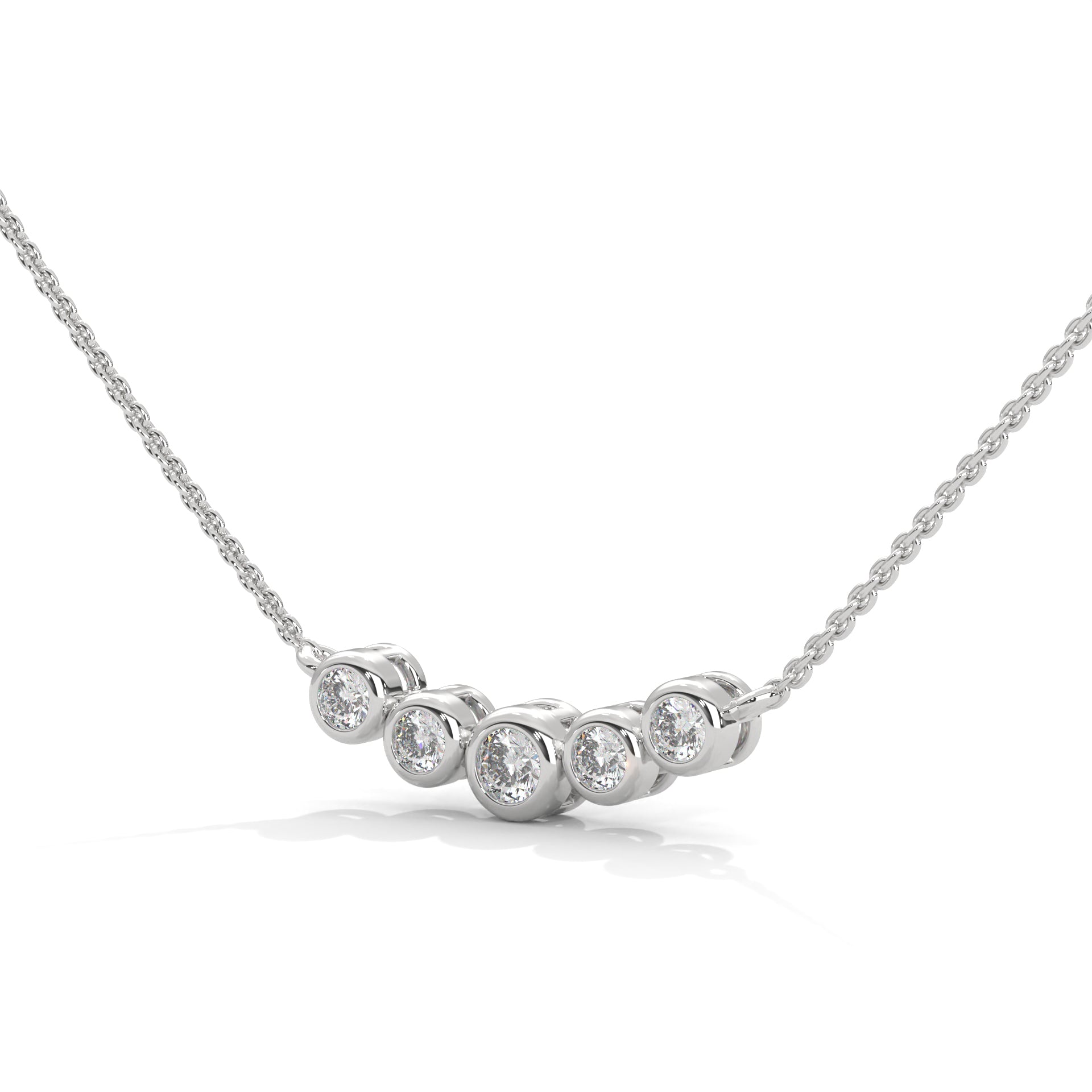 14K Gold Bezel-Set Five Diamond Bar Necklace | 0.30 CTW