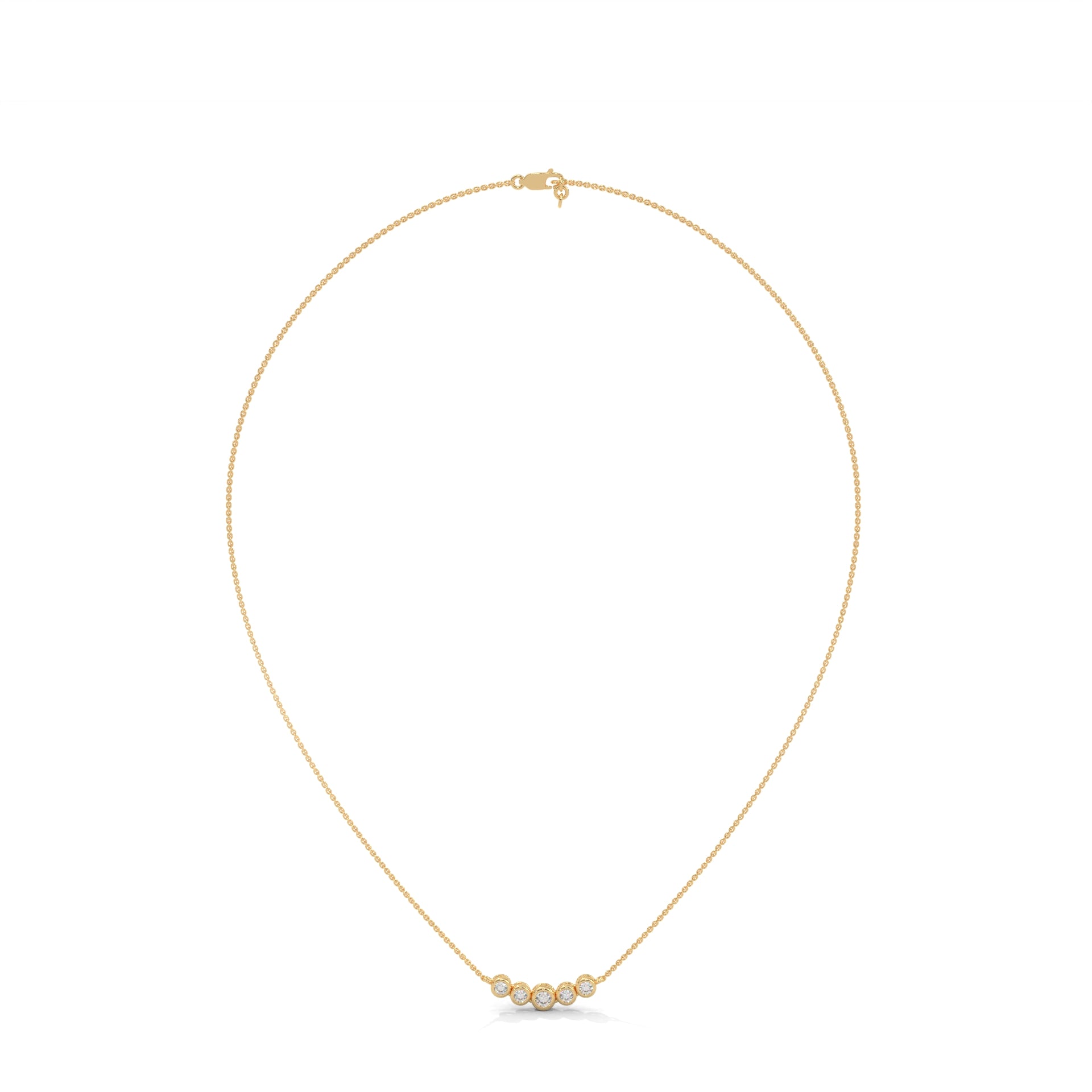 14K Gold Bezel-Set Five Diamond Bar Necklace | 0.30 CTW