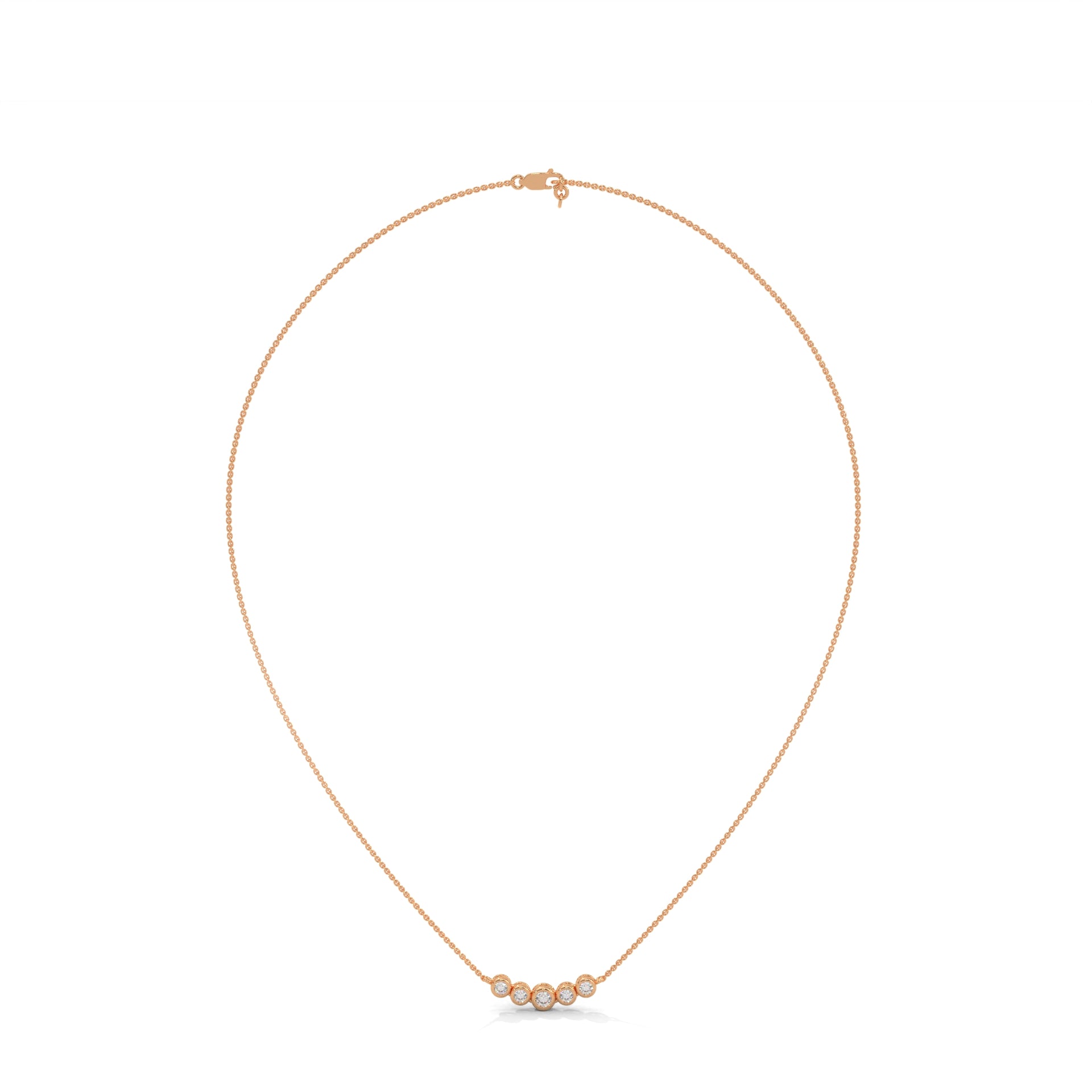 14K Gold Bezel-Set Five Diamond Bar Necklace | 0.30 CTW