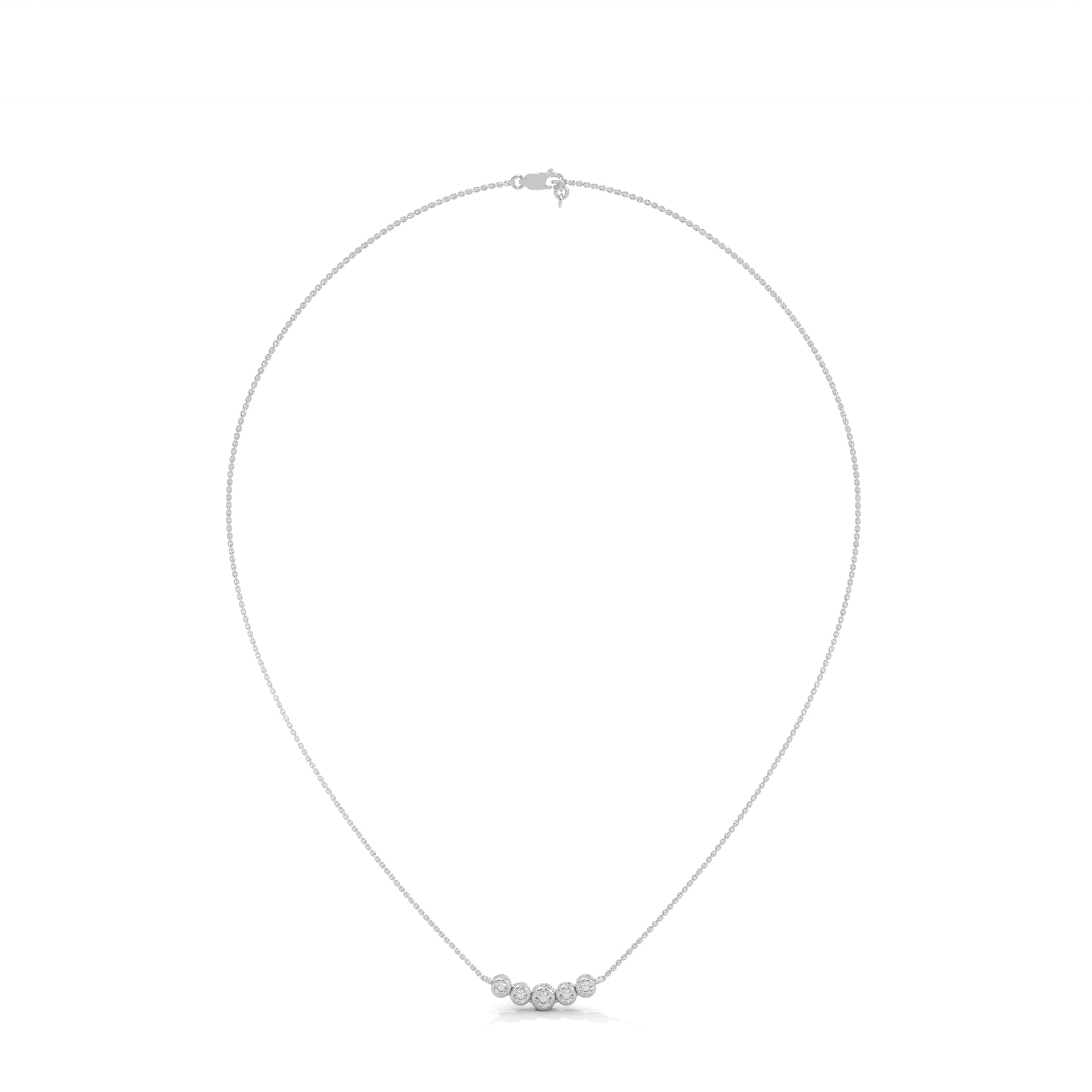 14K Gold Bezel-Set Five Diamond Bar Necklace | 0.30 CTW