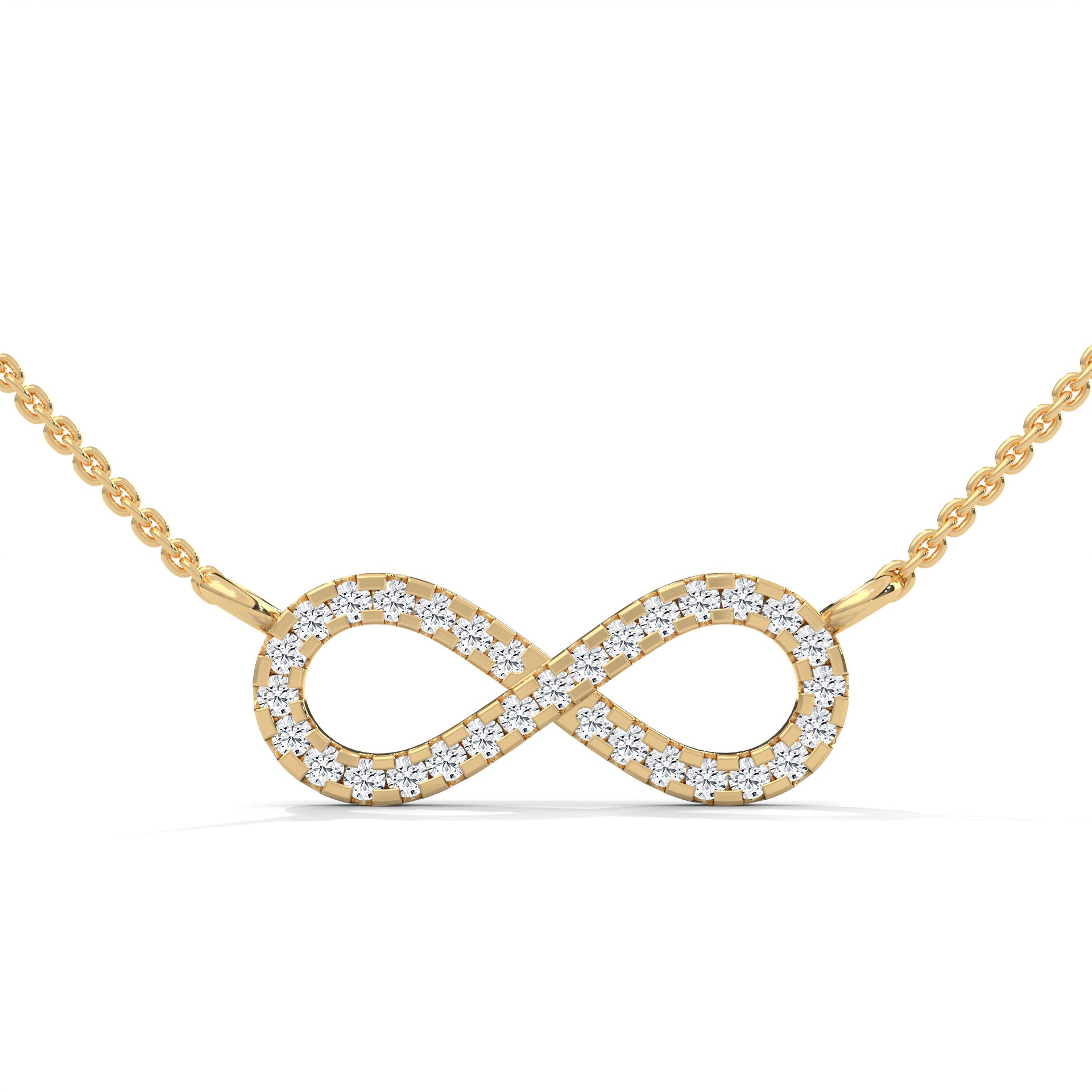 Infinite Sparkle: 14K Gold Diamond Infinity Pendant Necklace | 0.16 CTW