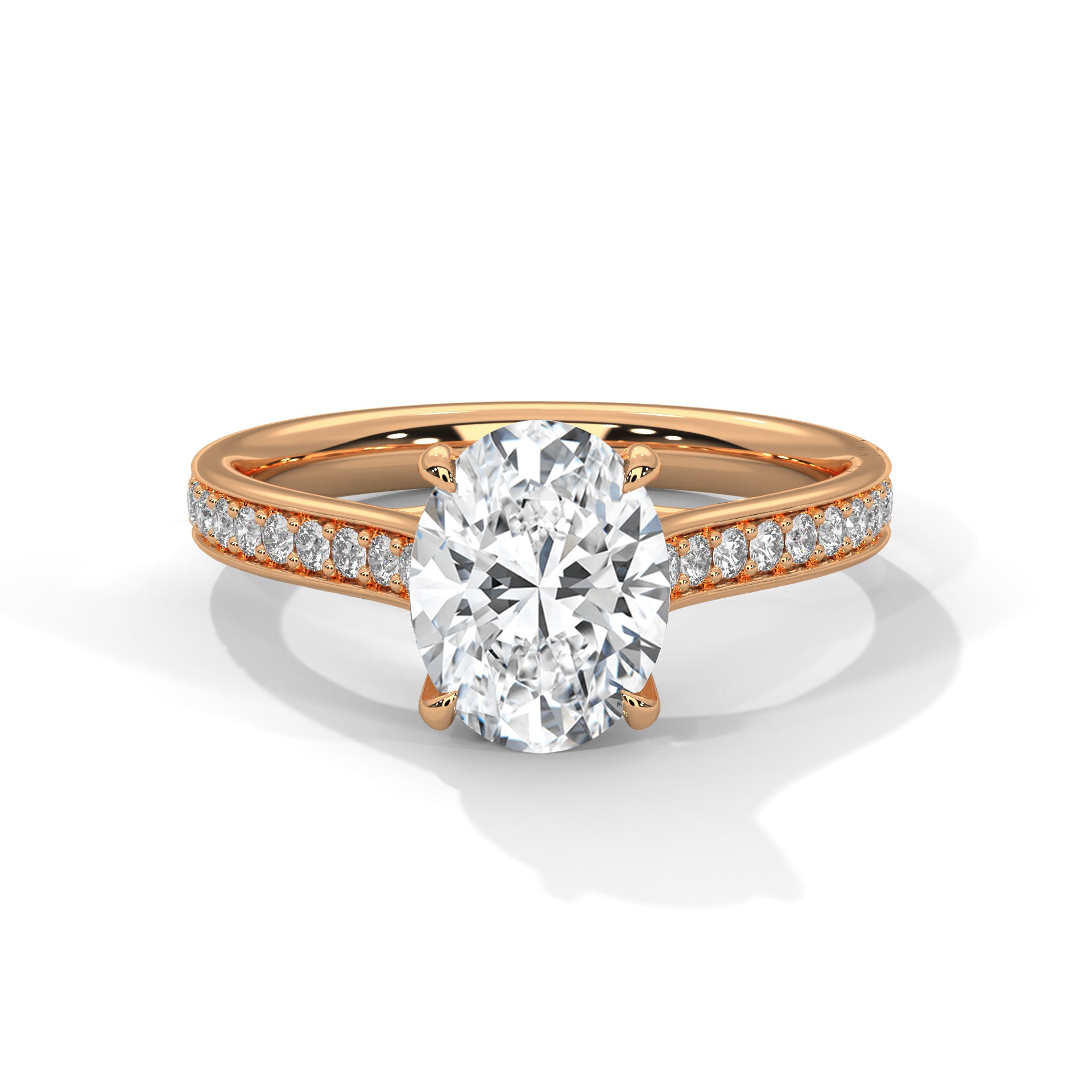 Elysian 2.26 CTW Oval-Cut Diamond Split Shank Ring | 14K & 18K Gold