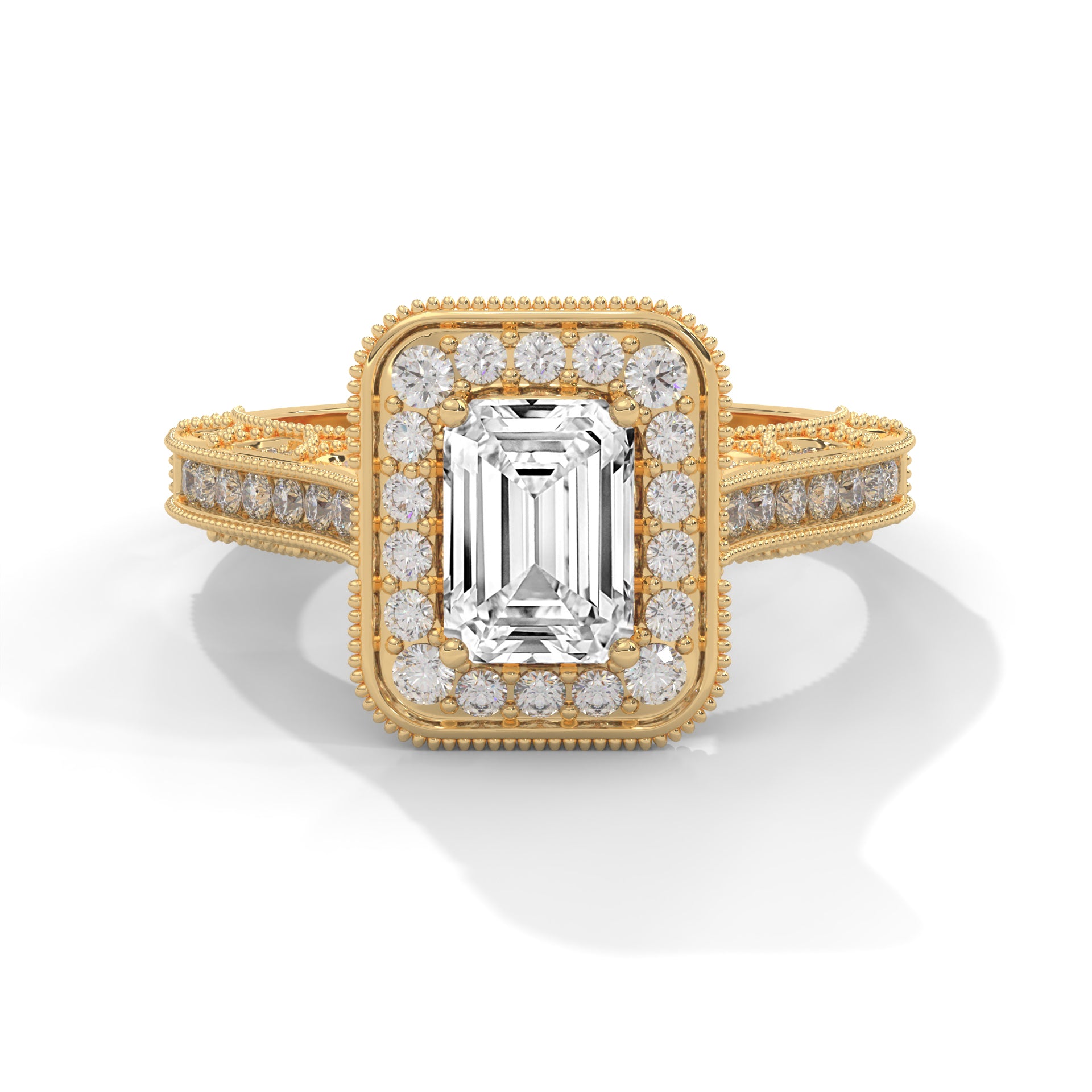 The Majestic Crest 1.65 CTW Emerald-Cut Diamond Engagement Ring | E-VS1