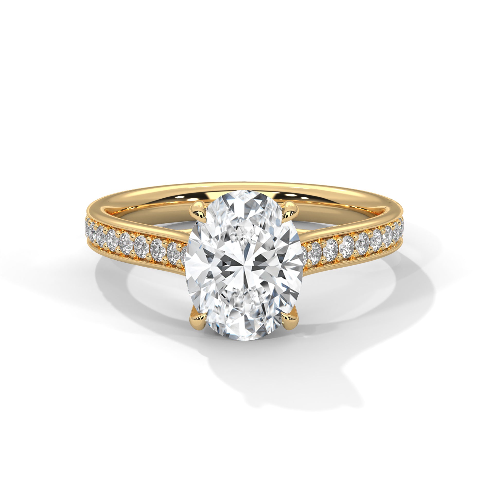 Elysian 2.26 CTW Oval-Cut Diamond Split Shank Ring | 14K & 18K Gold