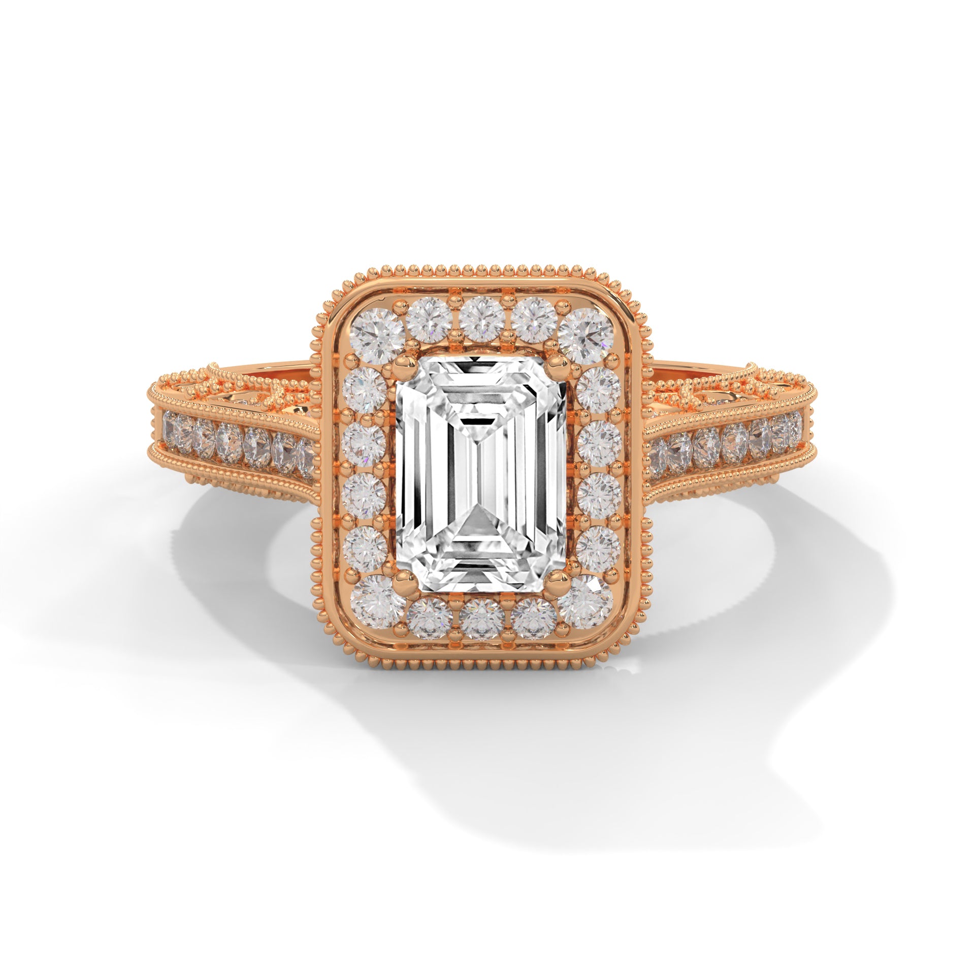 The Majestic Crest 1.65 CTW Emerald-Cut Diamond Engagement Ring | E-VS1