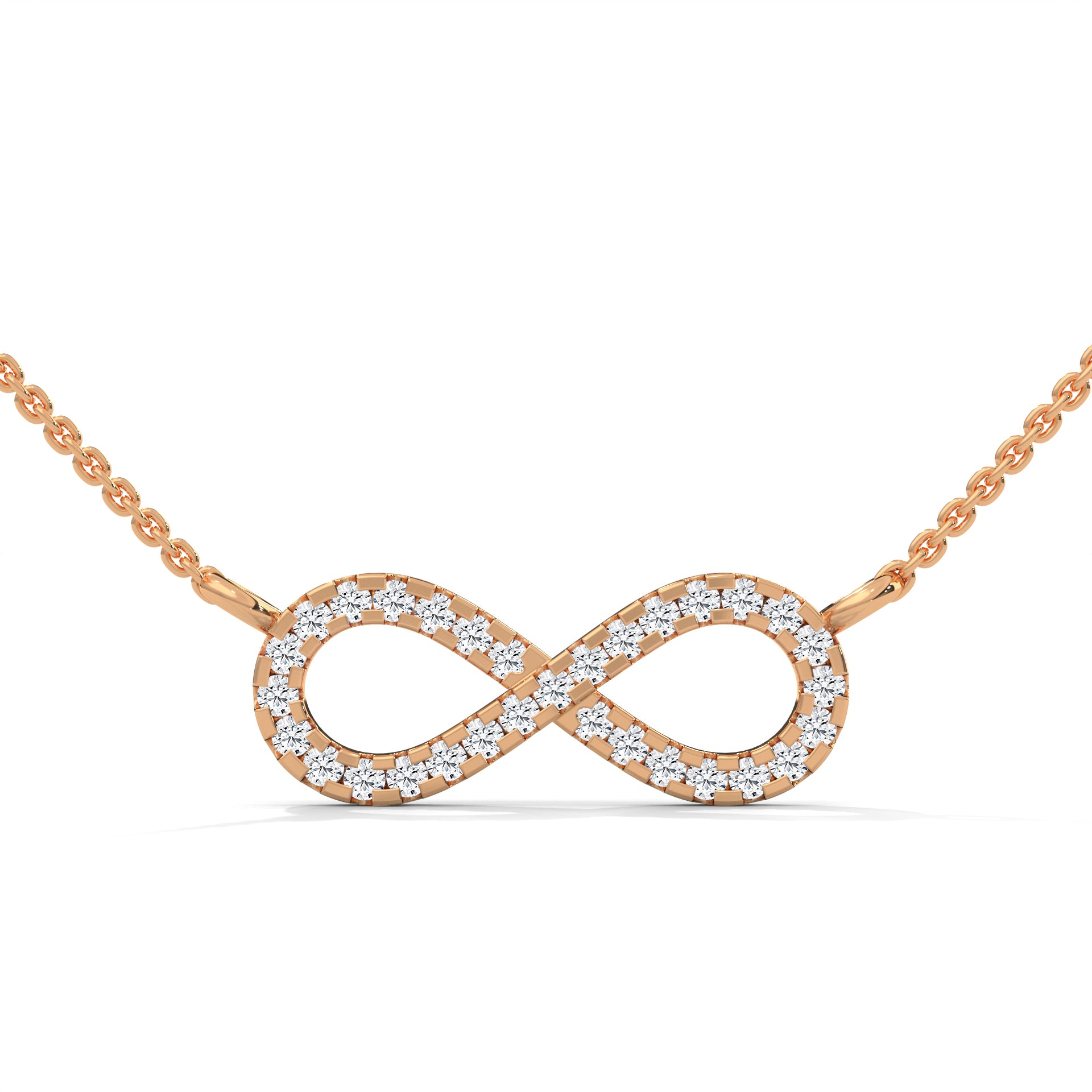 Infinite Sparkle: 14K Gold Diamond Infinity Pendant Necklace | 0.16 CTW