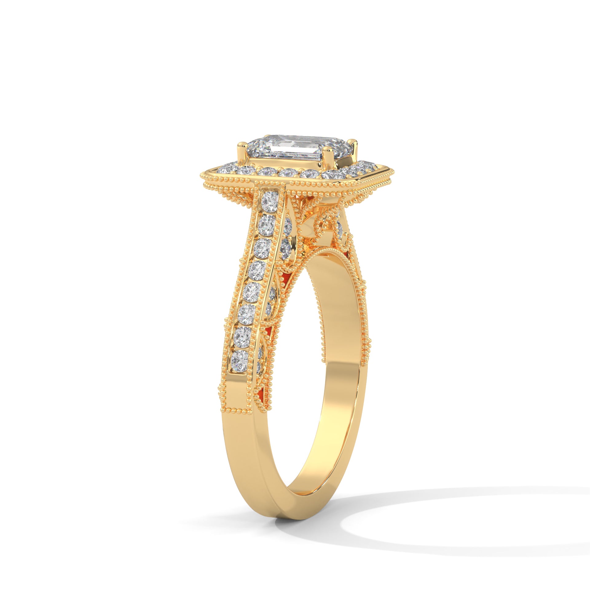 The Majestic Crest 1.65 CTW Emerald-Cut Diamond Engagement Ring | E-VS1