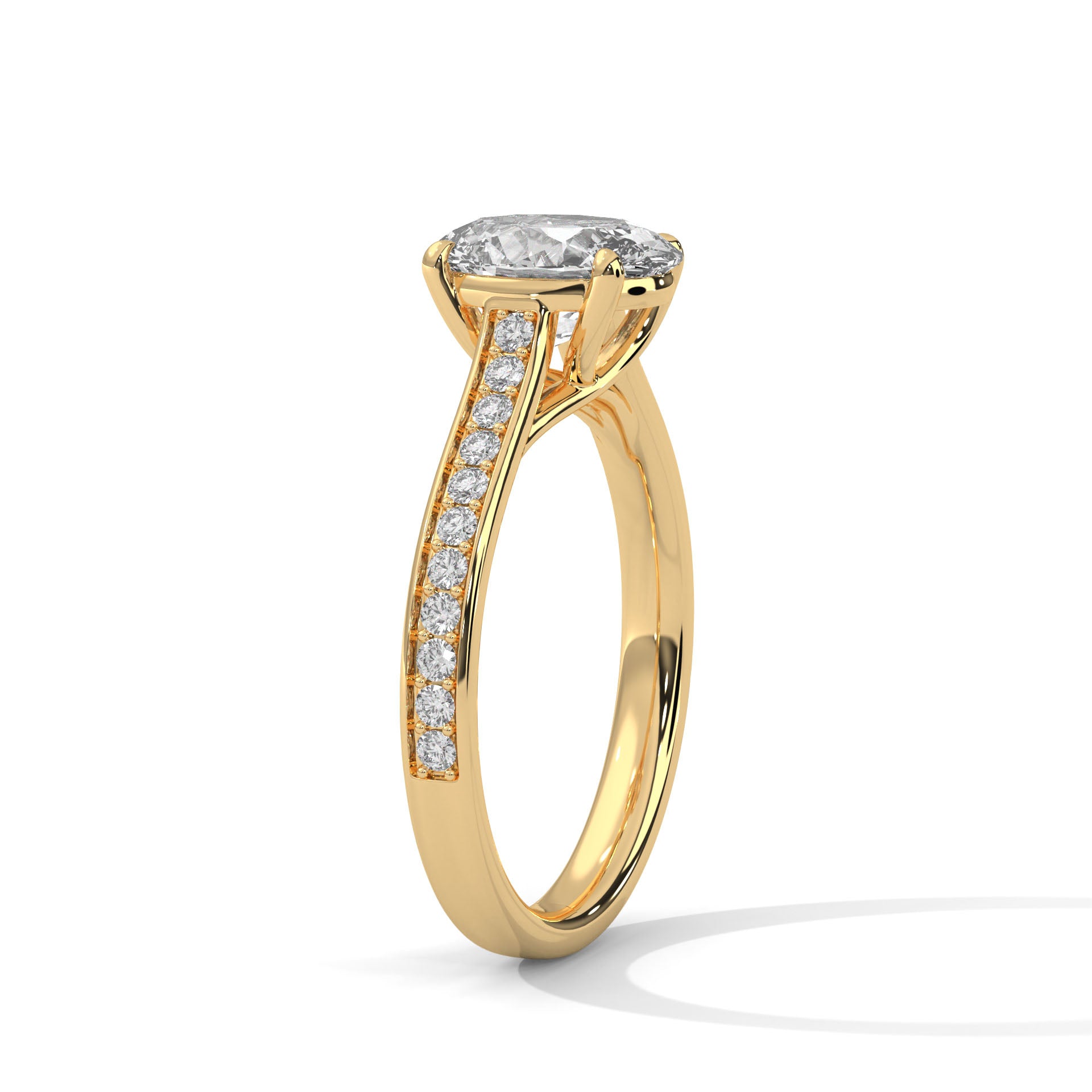 Elysian 2.26 CTW Oval-Cut Diamond Split Shank Ring | 14K & 18K Gold