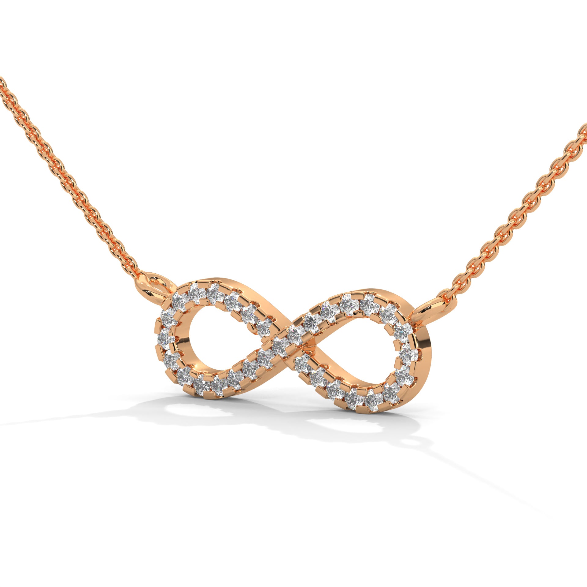 Infinite Sparkle: 14K Gold Diamond Infinity Pendant Necklace | 0.16 CTW