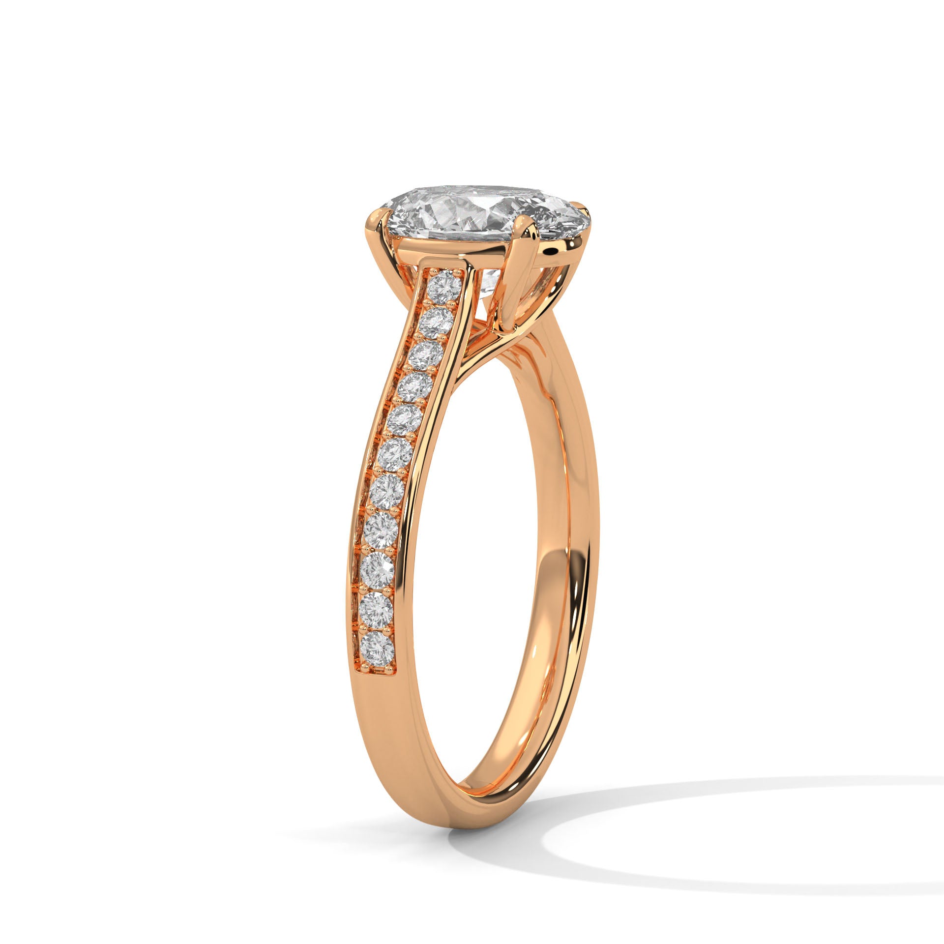 Elysian 2.26 CTW Oval-Cut Diamond Split Shank Ring | 14K & 18K Gold