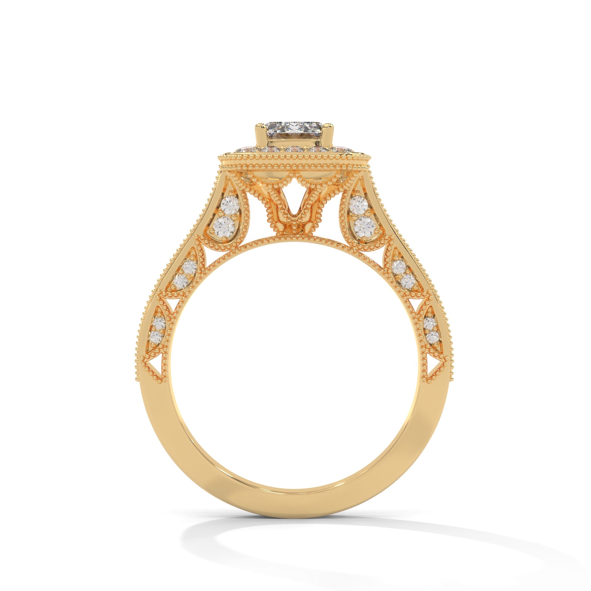 The Majestic Crest 1.65 CTW Emerald-Cut Diamond Engagement Ring | E-VS1