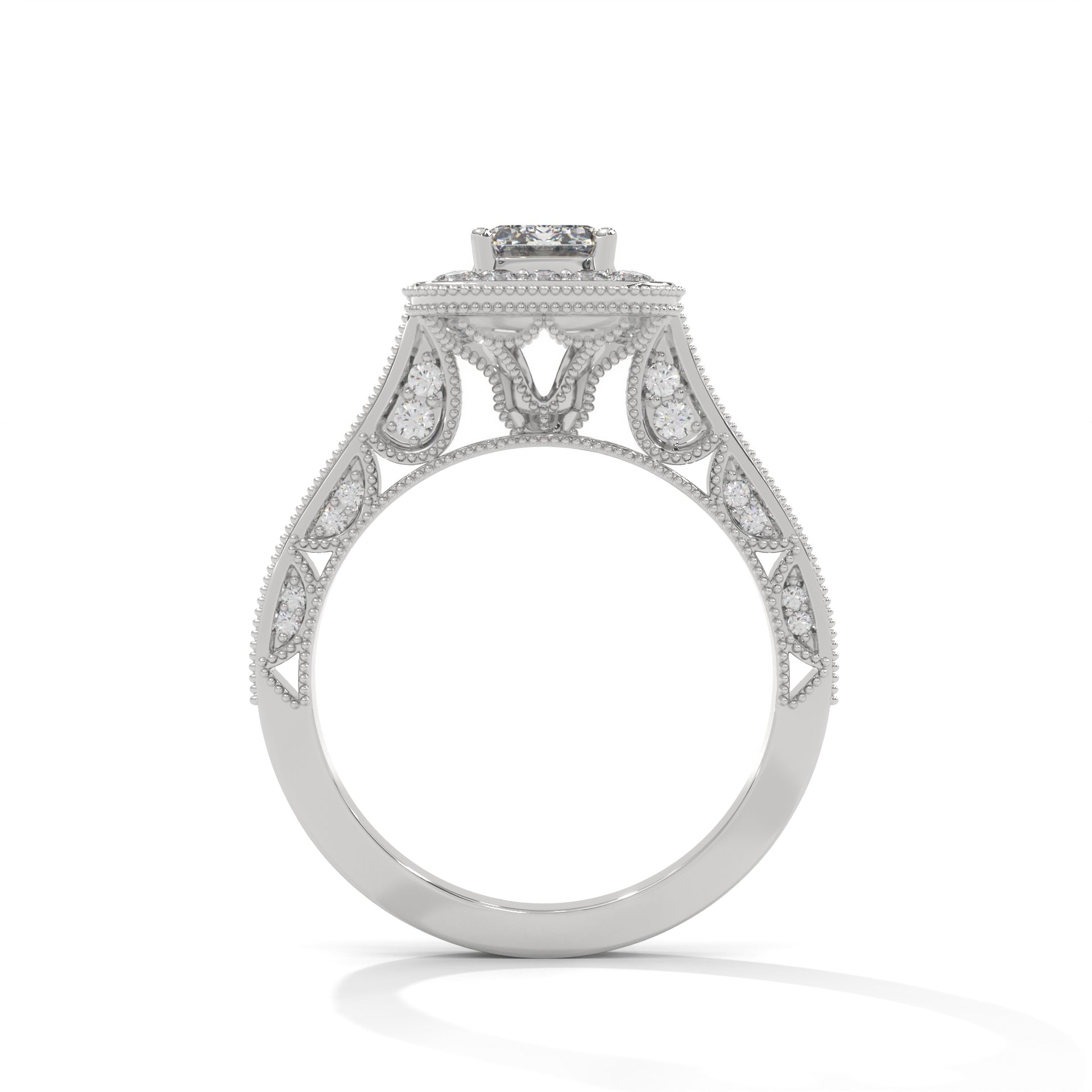 The Majestic Crest 1.65 CTW Emerald-Cut Diamond Engagement Ring | E-VS1