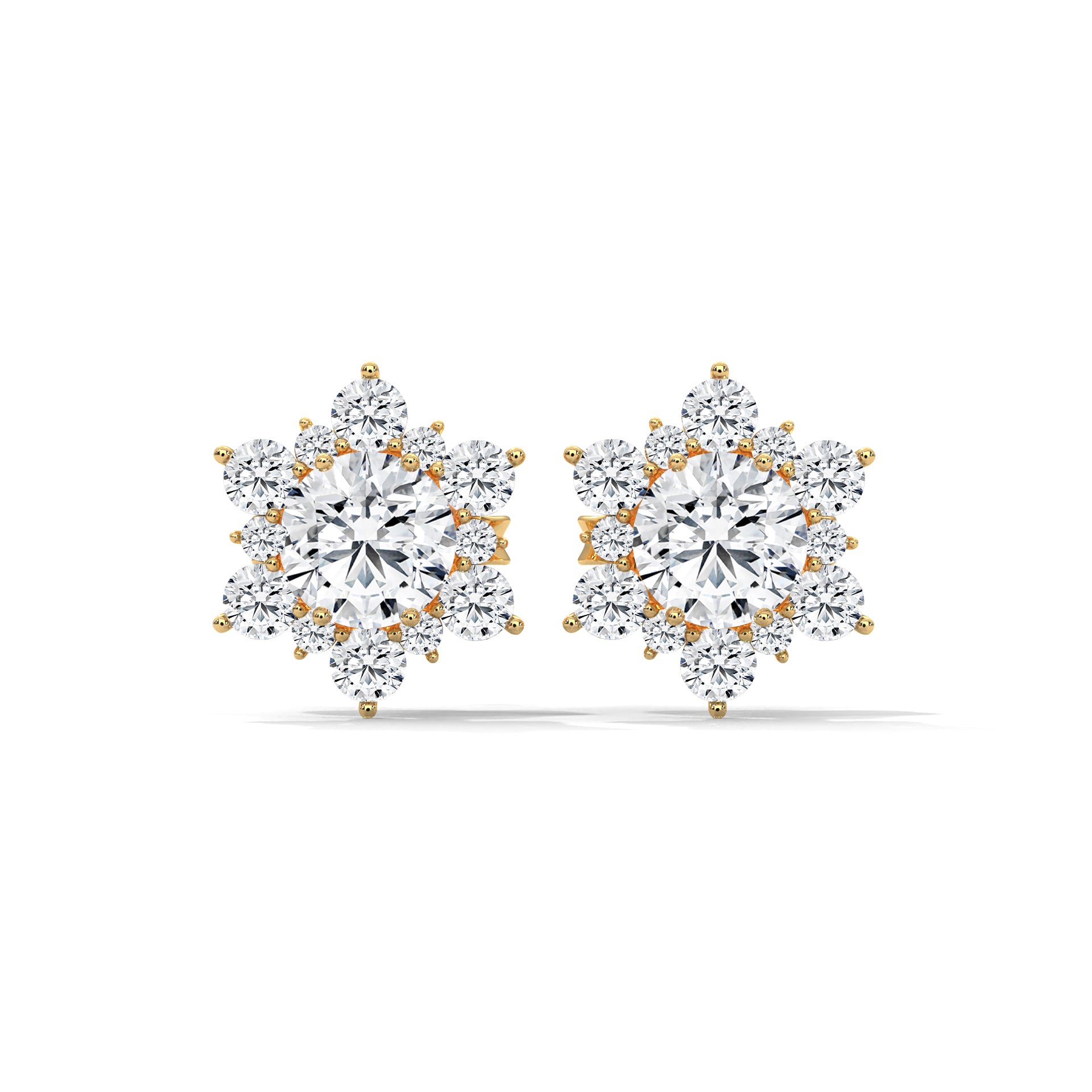 Floral Cluster Diamond Stud Earrings | 14K & 18K Gold | 0.75CTW