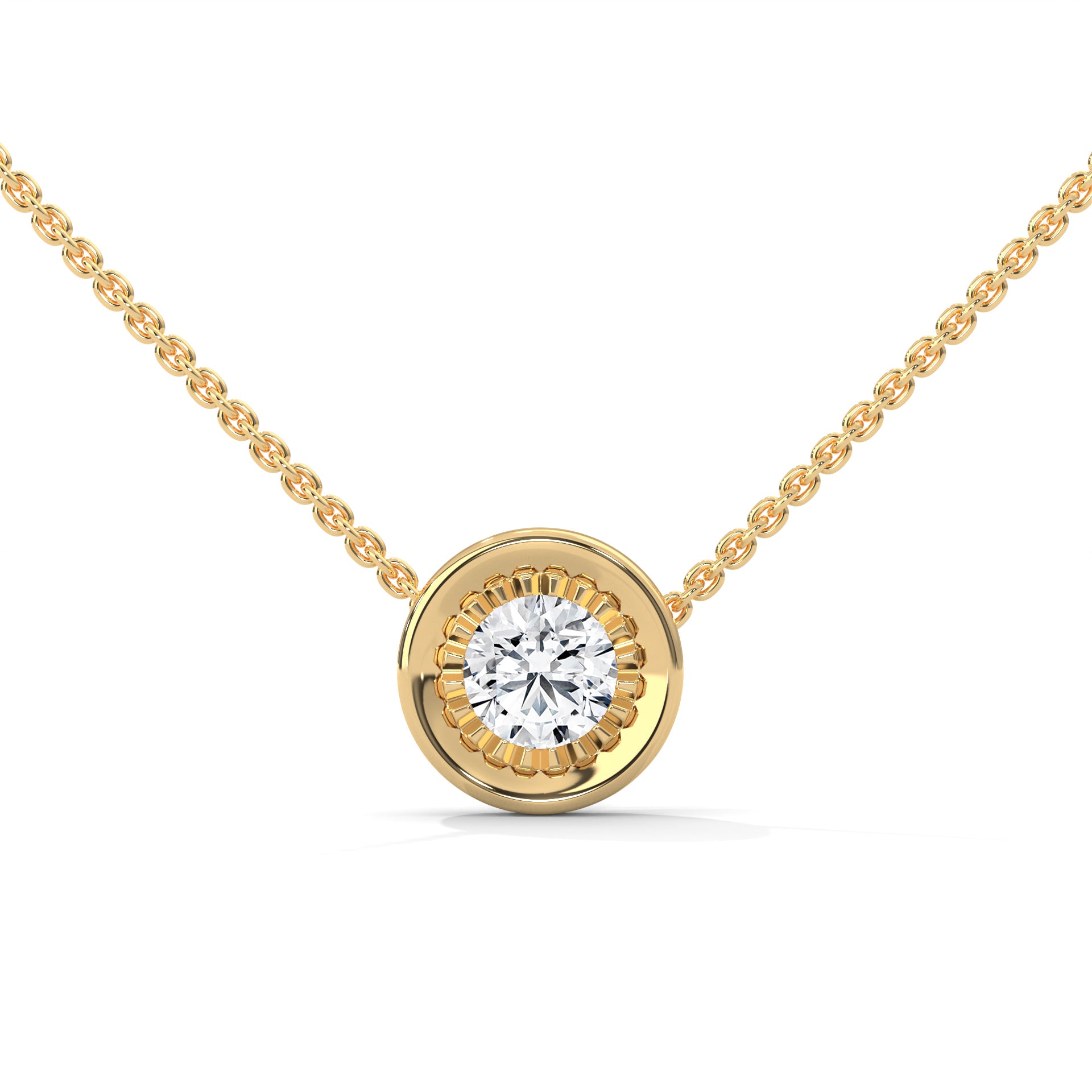 Ethereal Radiance: 14K Gold Round-Cut Diamond Pendant Necklace | 0.25CT