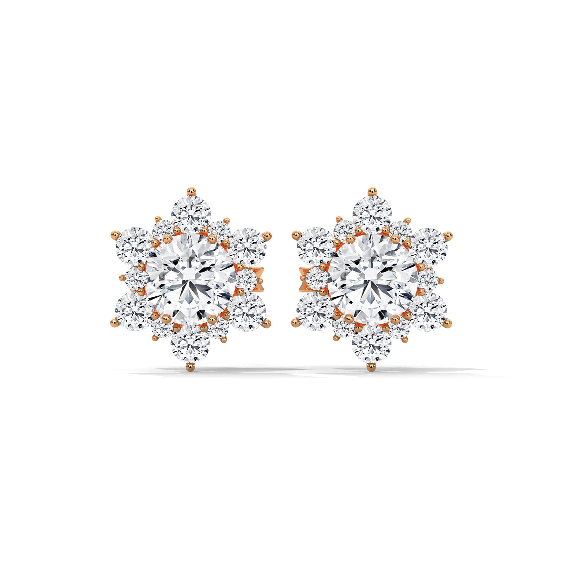 Floral Cluster Diamond Stud Earrings | 14K & 18K Gold | 0.75CTW