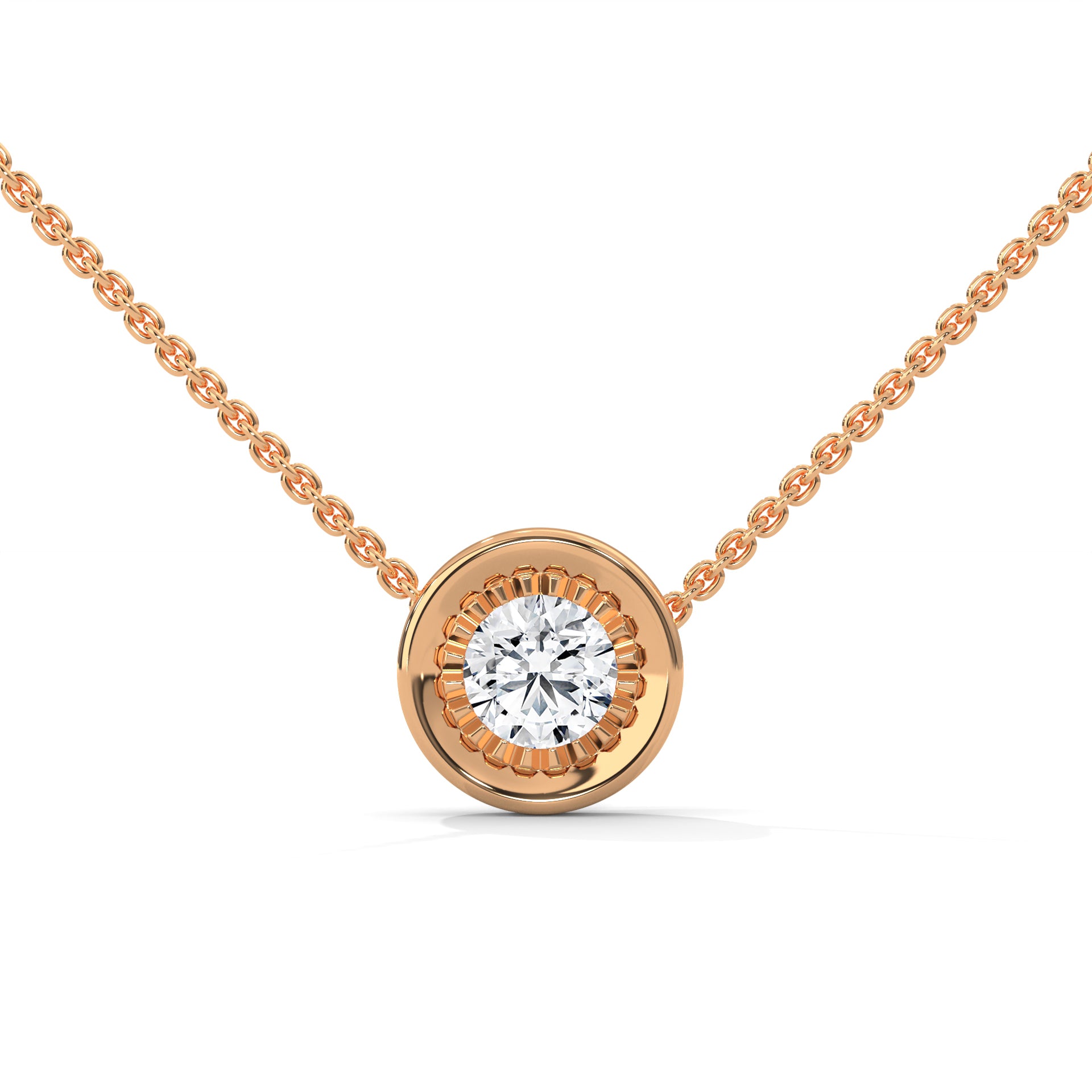 Ethereal Radiance: 14K Gold Round-Cut Diamond Pendant Necklace | 0.25CT