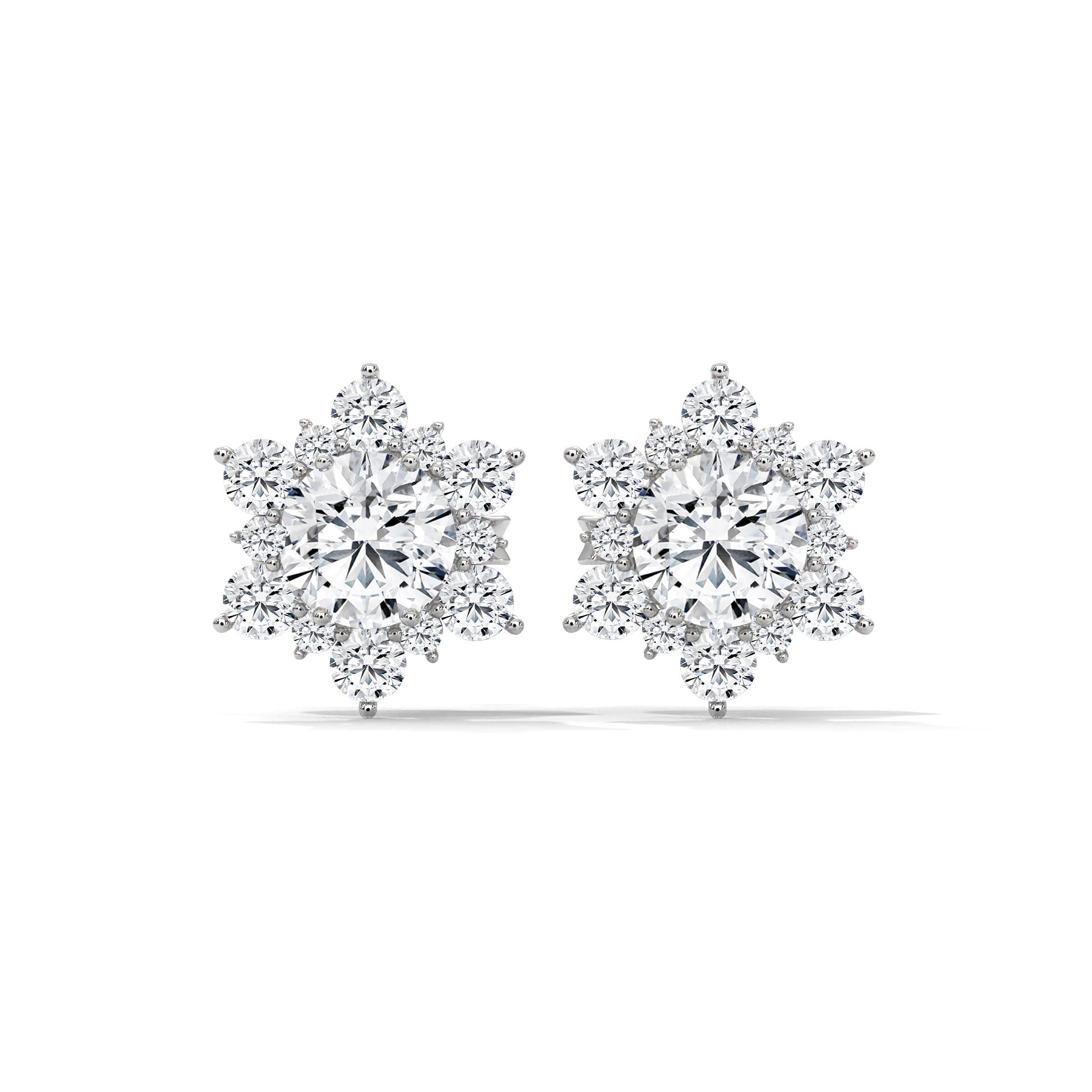 Floral Cluster Diamond Stud Earrings | 14K & 18K Gold | 0.75CTW
