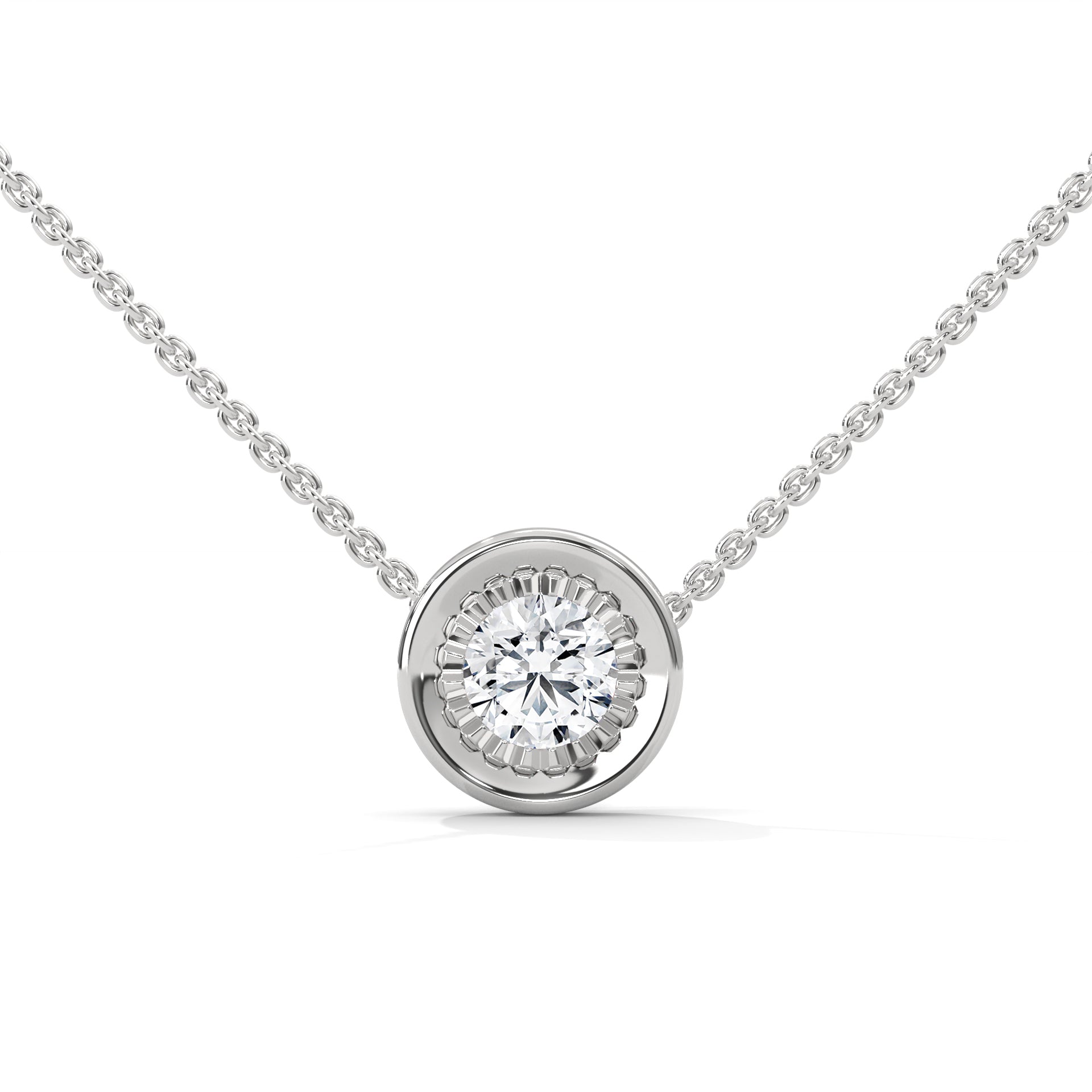 Ethereal Radiance: 14K Gold Round-Cut Diamond Pendant Necklace | 0.25CT