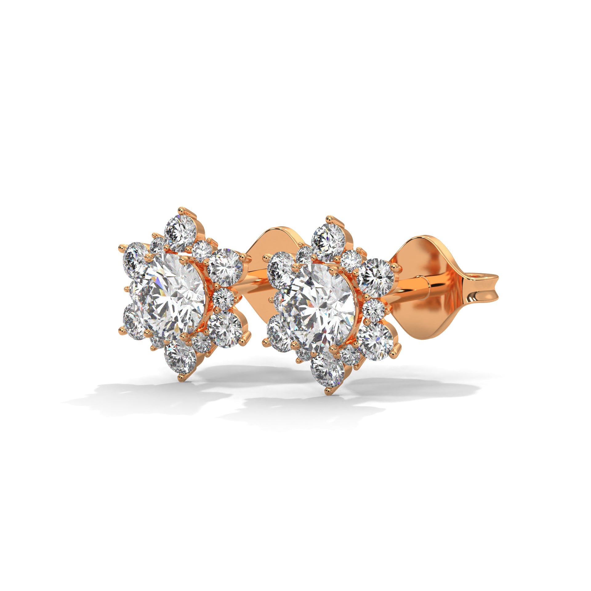 Floral Cluster Diamond Stud Earrings | 14K & 18K Gold | 0.75CTW