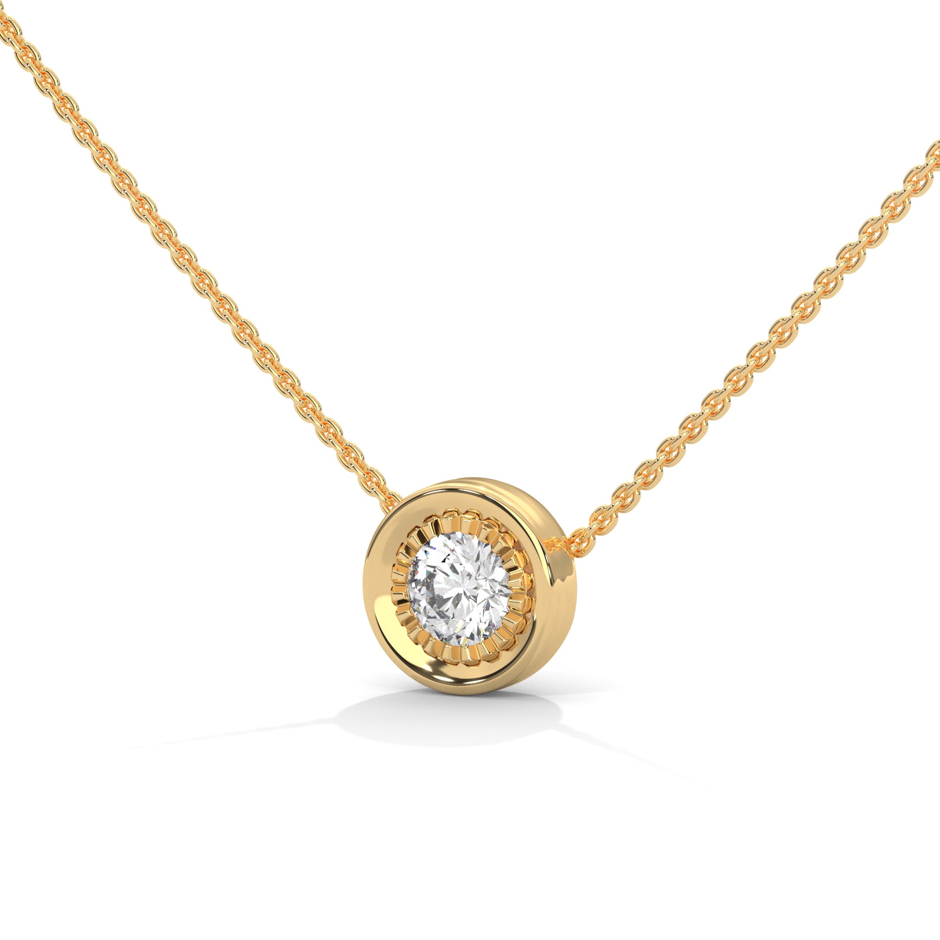 Ethereal Radiance: 14K Gold Round-Cut Diamond Pendant Necklace | 0.25CT